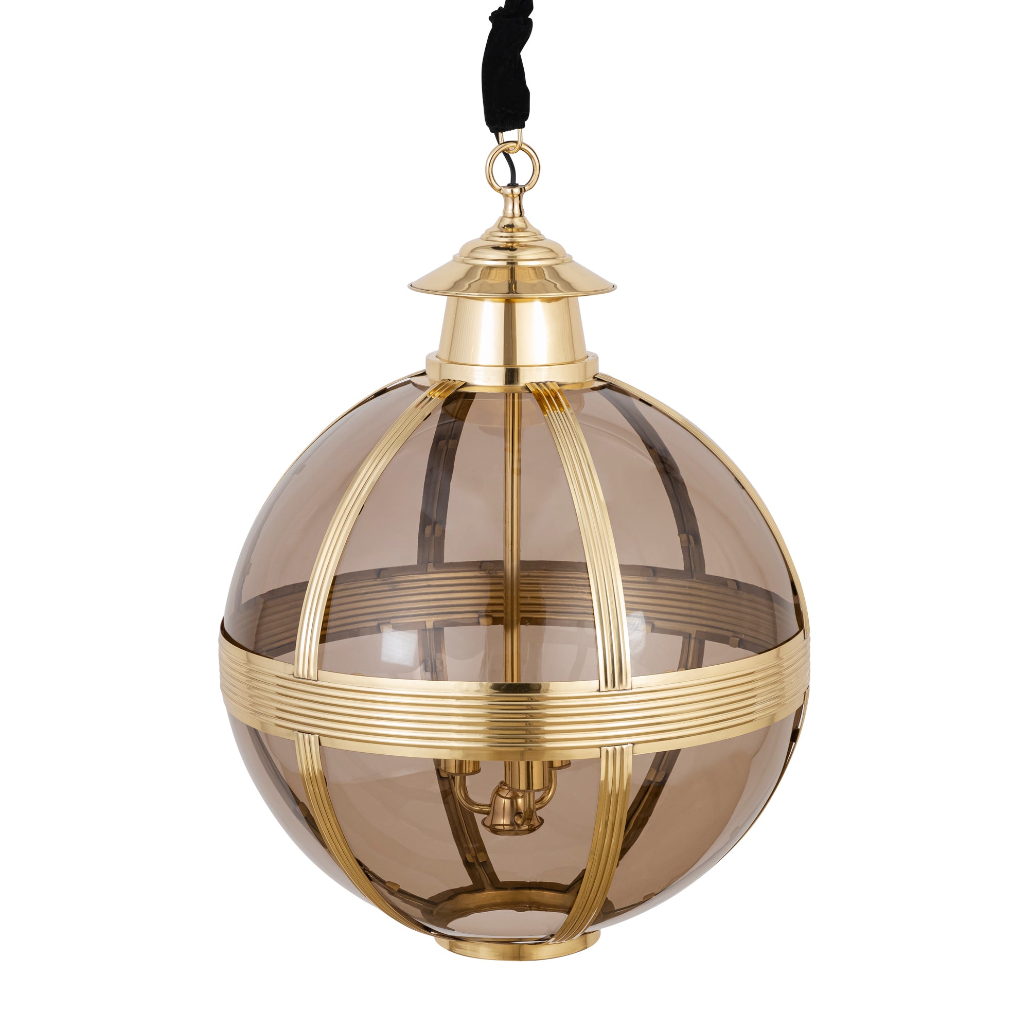 Mikk Lustres en verre — Antique Luster Hanging Lamp Rnd - Laiton