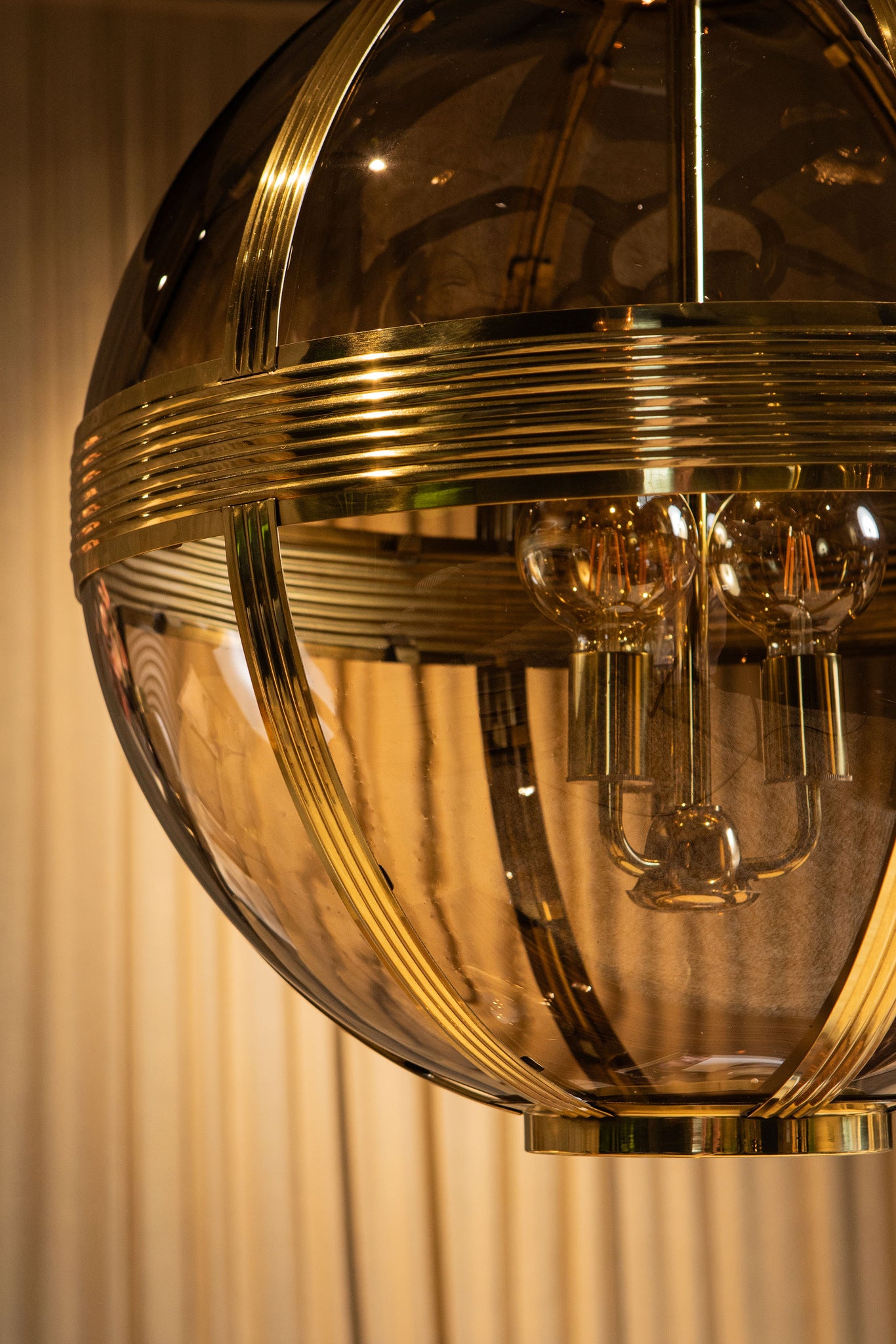 Mikk Lustres en verre — Antique Luster Hanging Lamp Rnd - Laiton