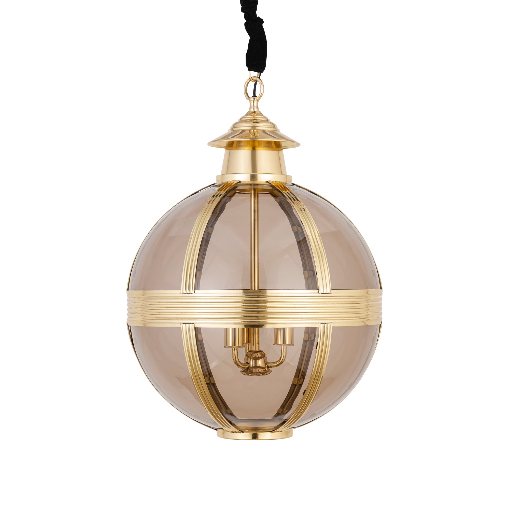 Mikk Lustres en verre — Antique Luster Hanging Lamp Rnd - Laiton