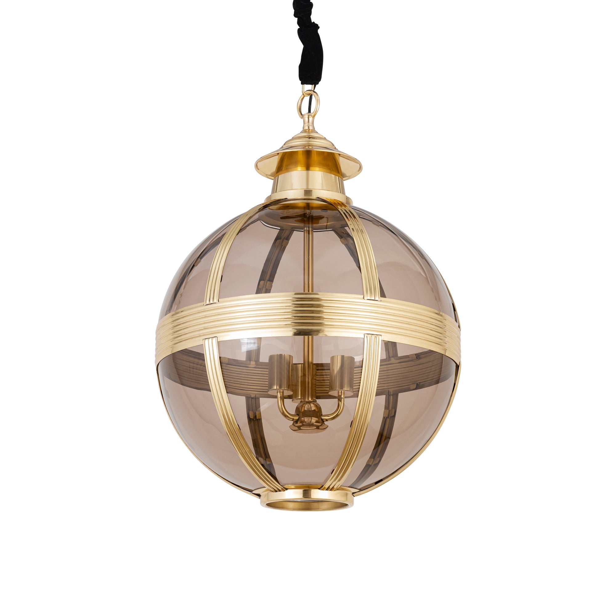 Mikk Lustres en verre — Antique Luster Hanging Lamp Rnd - Laiton