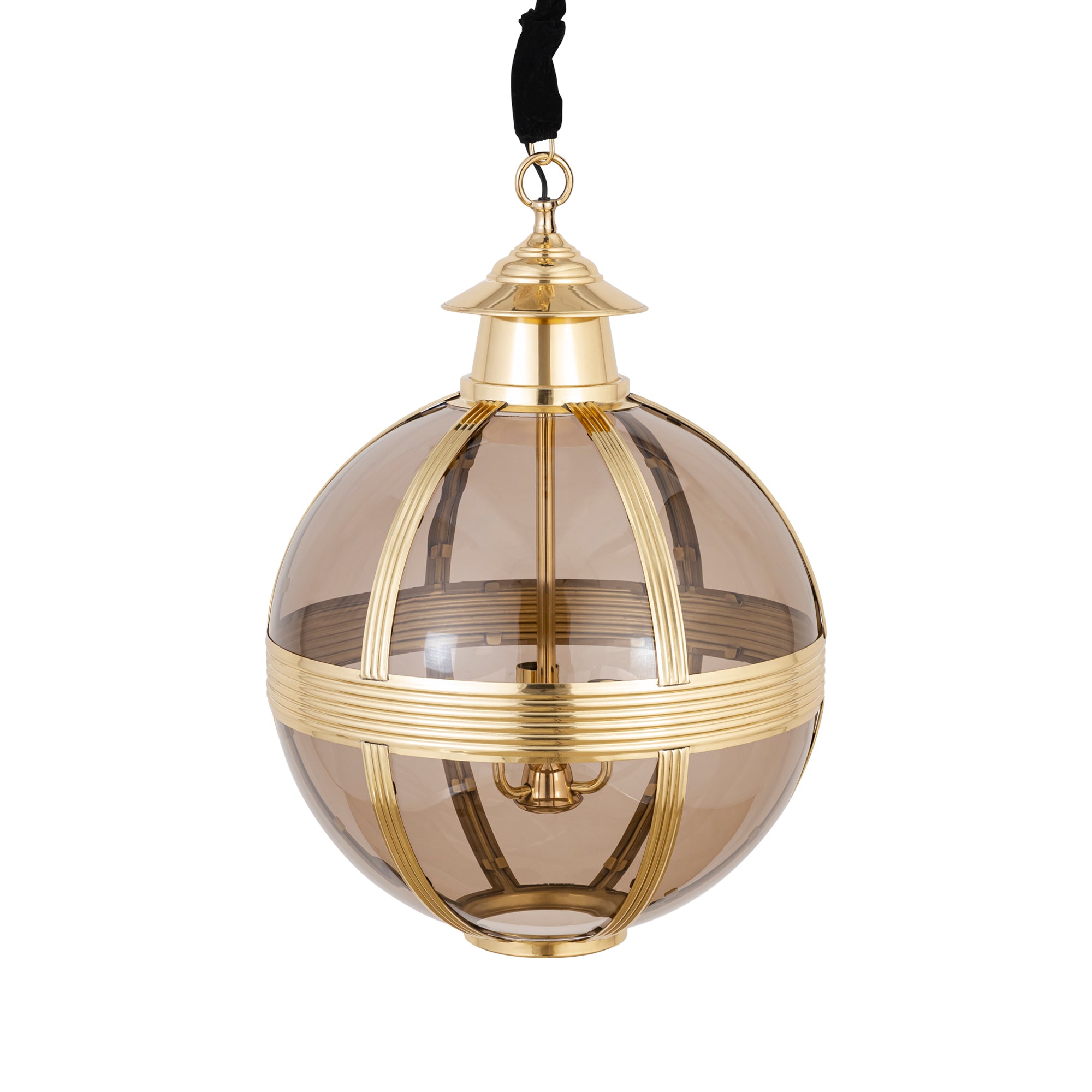 Mikk Lustres en verre — Antique Luster Hanging Lamp Rnd - Laiton