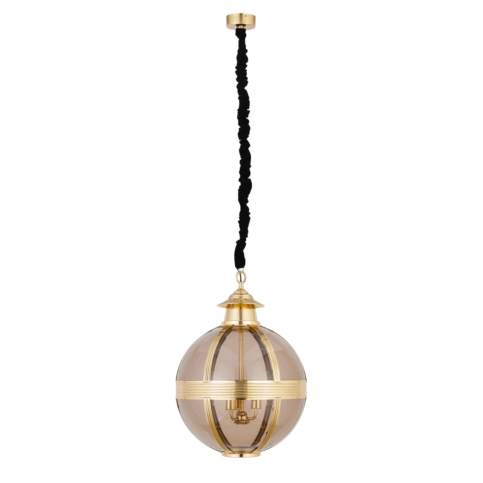 Mikk Lustres en verre — Antique Luster Hanging Lamp Rnd - Laiton