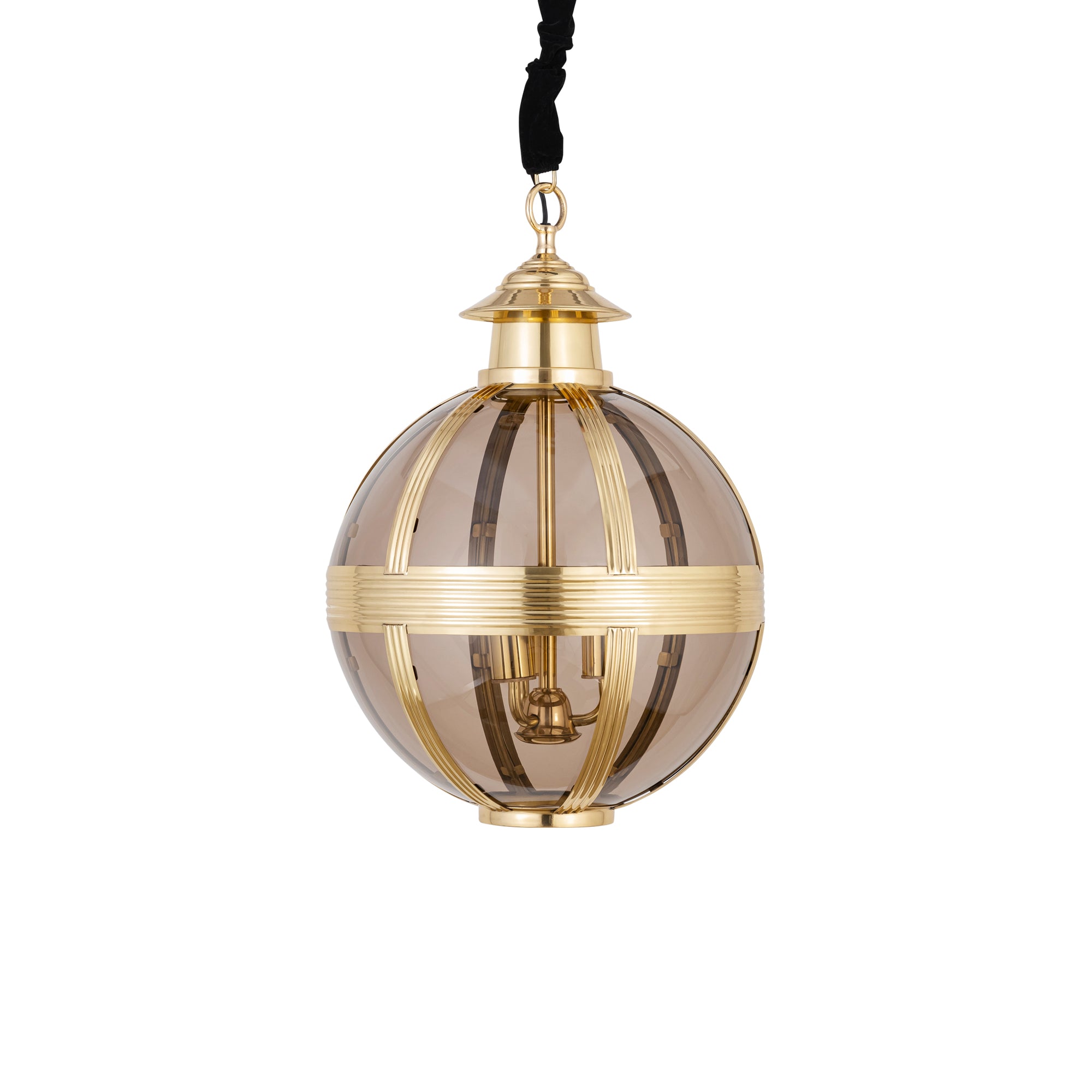 Mikk Lustres en verre — Antique Luster Hanging Lamp Rnd - Laiton
