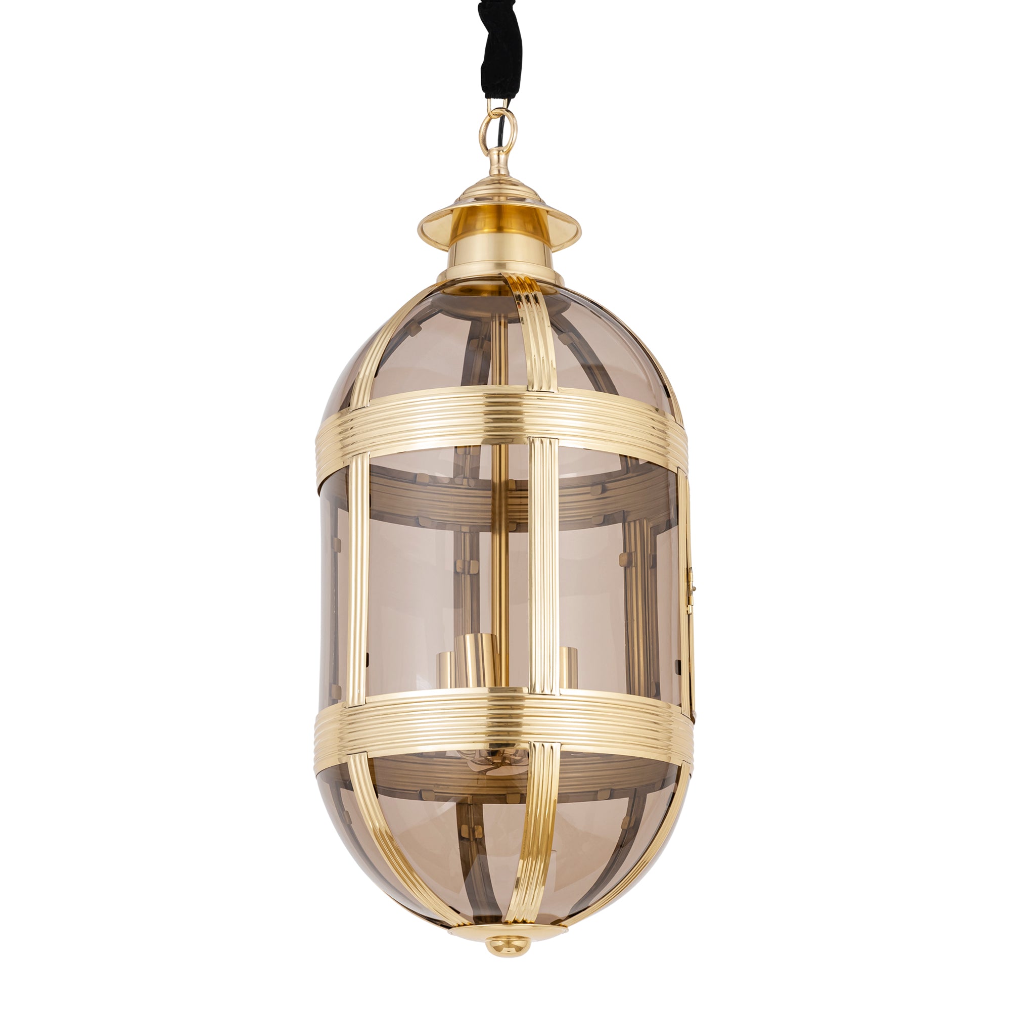 Mikk Lustres en verre — Antique Lusterglass Hanging Lamp Oval - Laiton