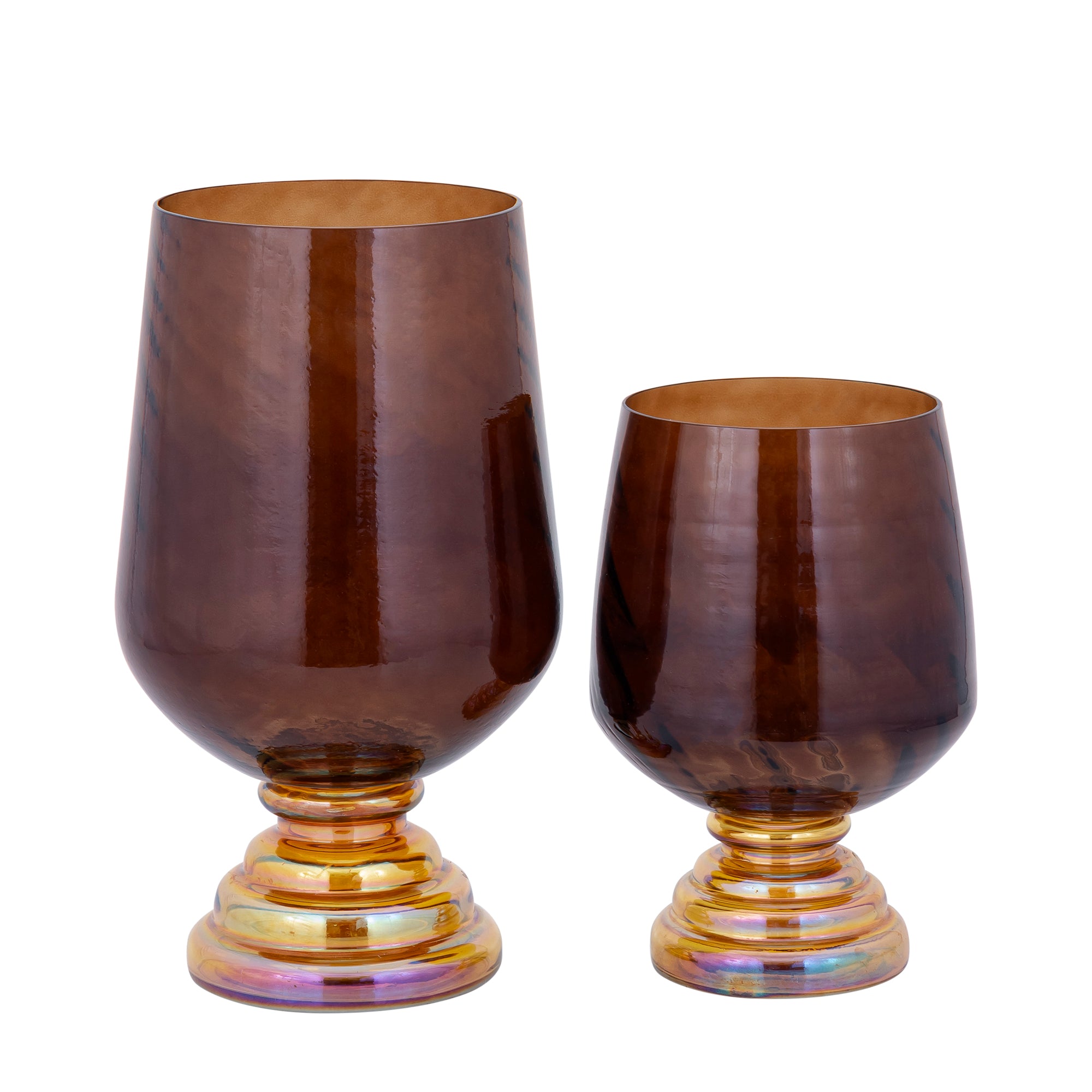 Lyvonne Bougeoirs en verre - Marron