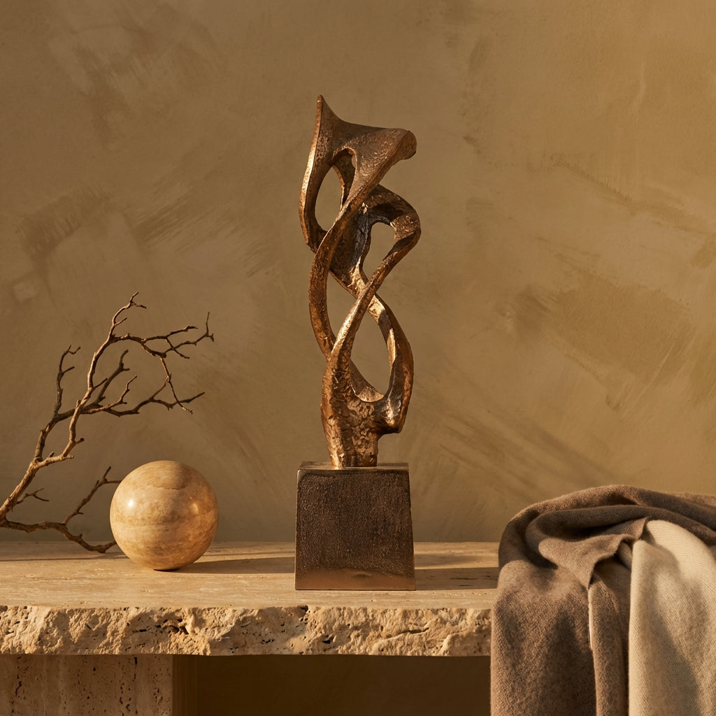 Qasra Antique Champagne casted alu statue S