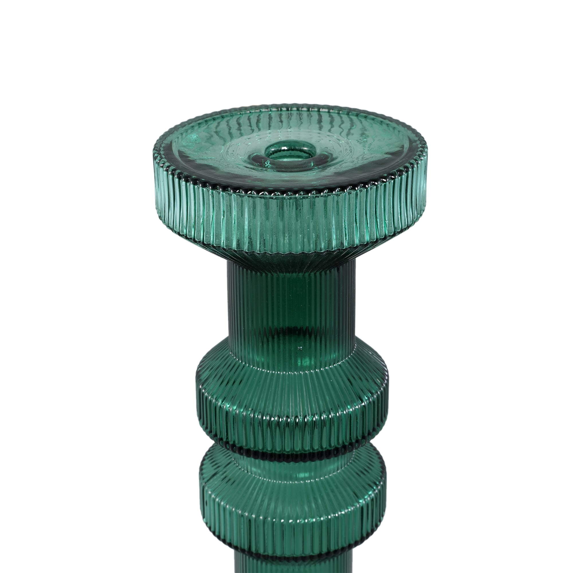 Galinda Chandeliers en verre — Ribbed Candle Holder - Vert foncé