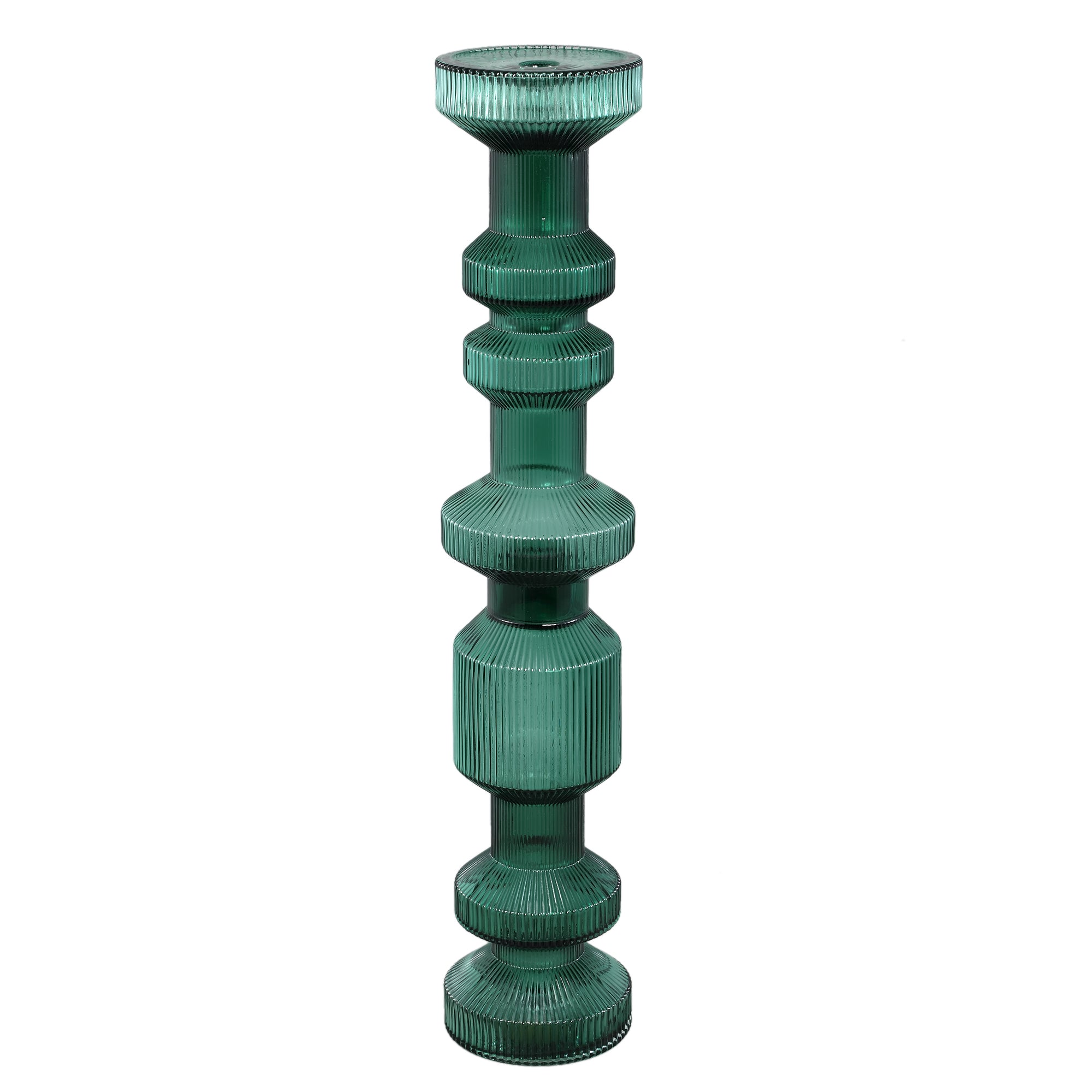 Galinda Chandeliers en verre — Ribbed Candle Holder - Vert foncé