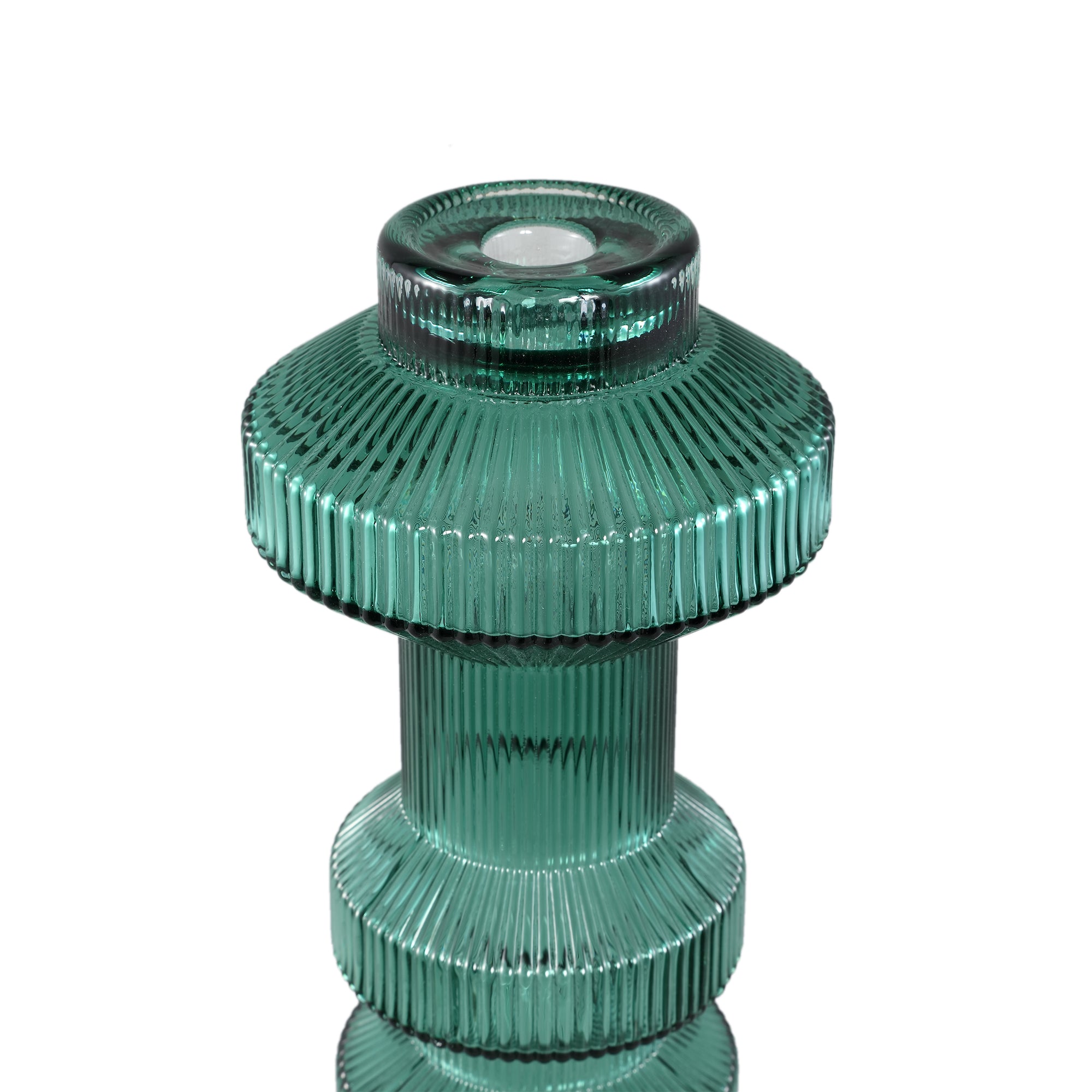 Galinda Chandeliers en verre — Ribbed Candle Holder - Vert foncé