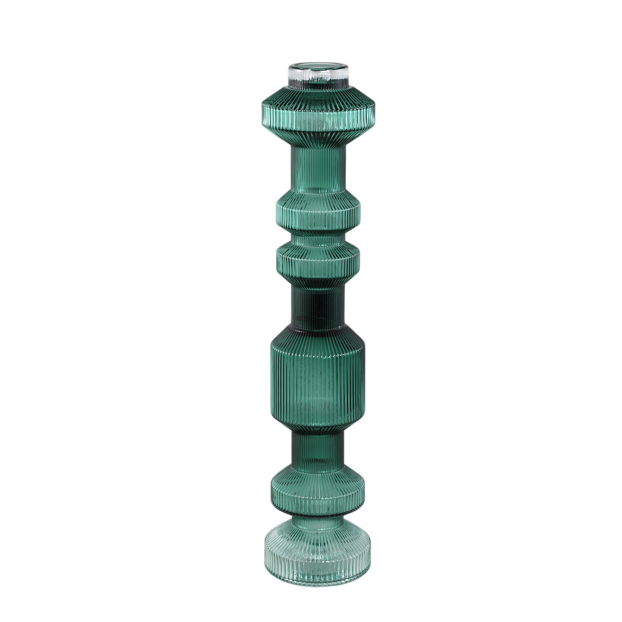 Galinda Chandeliers en verre — Ribbed Candle Holder - Vert foncé