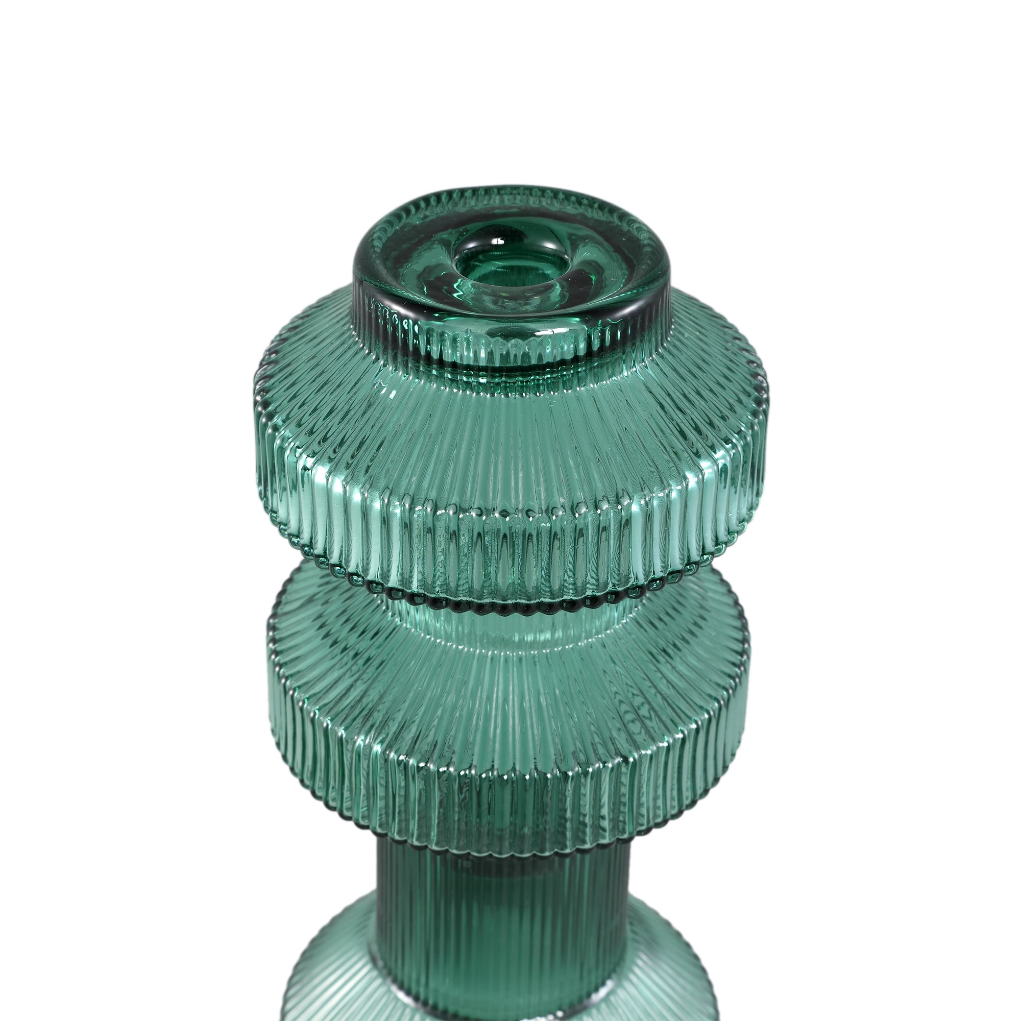 Galinda Chandeliers en verre — Ribbed Candle Holder - Vert foncé