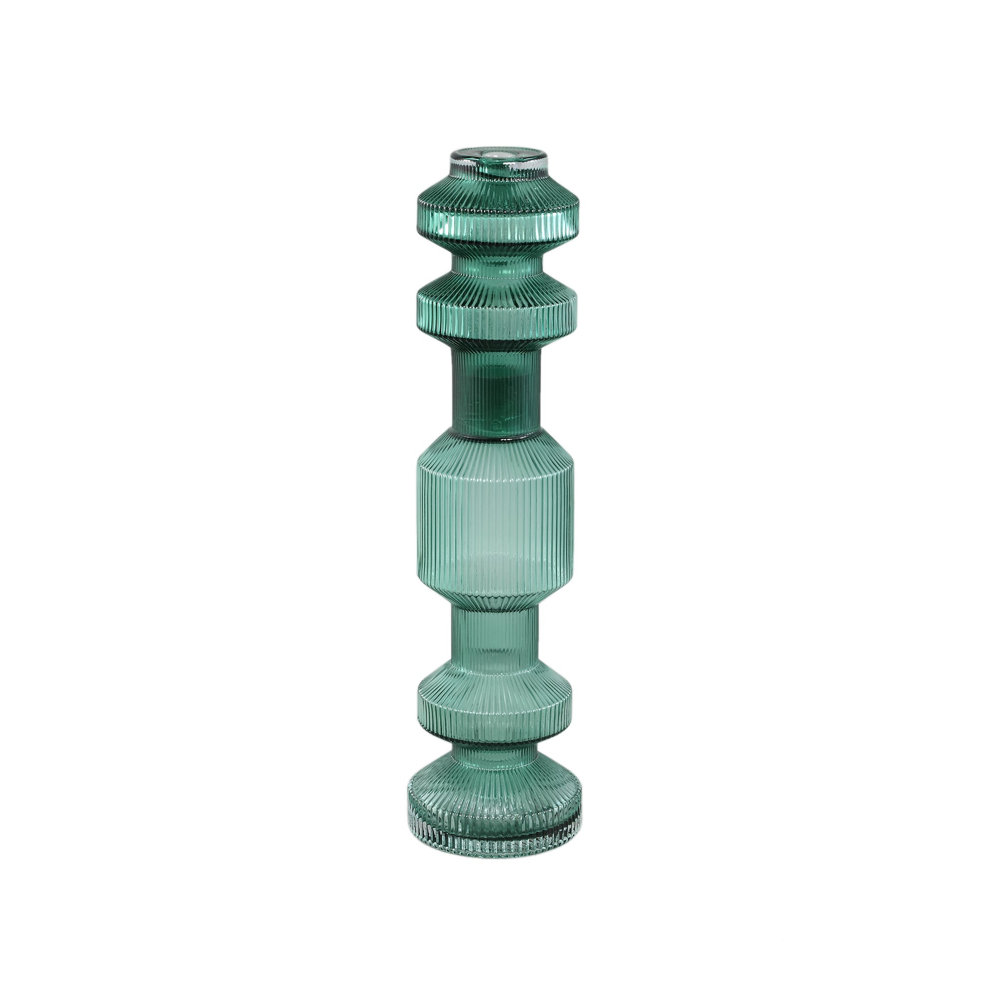 Galinda Chandeliers en verre — Ribbed Candle Holder - Vert foncé