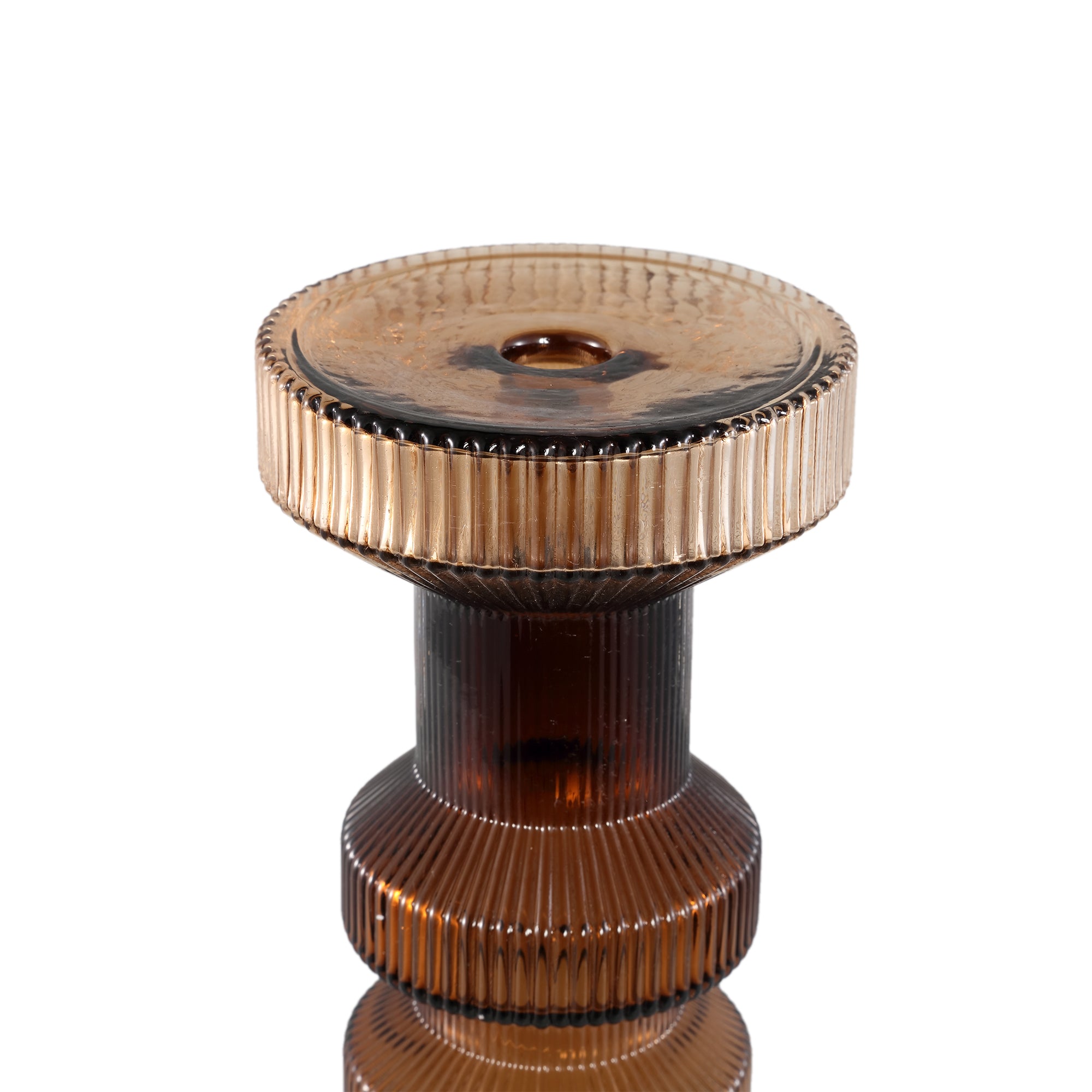 Galinda Chandeliers en verre — Ribbed Candle Holder Bulby - Marron
