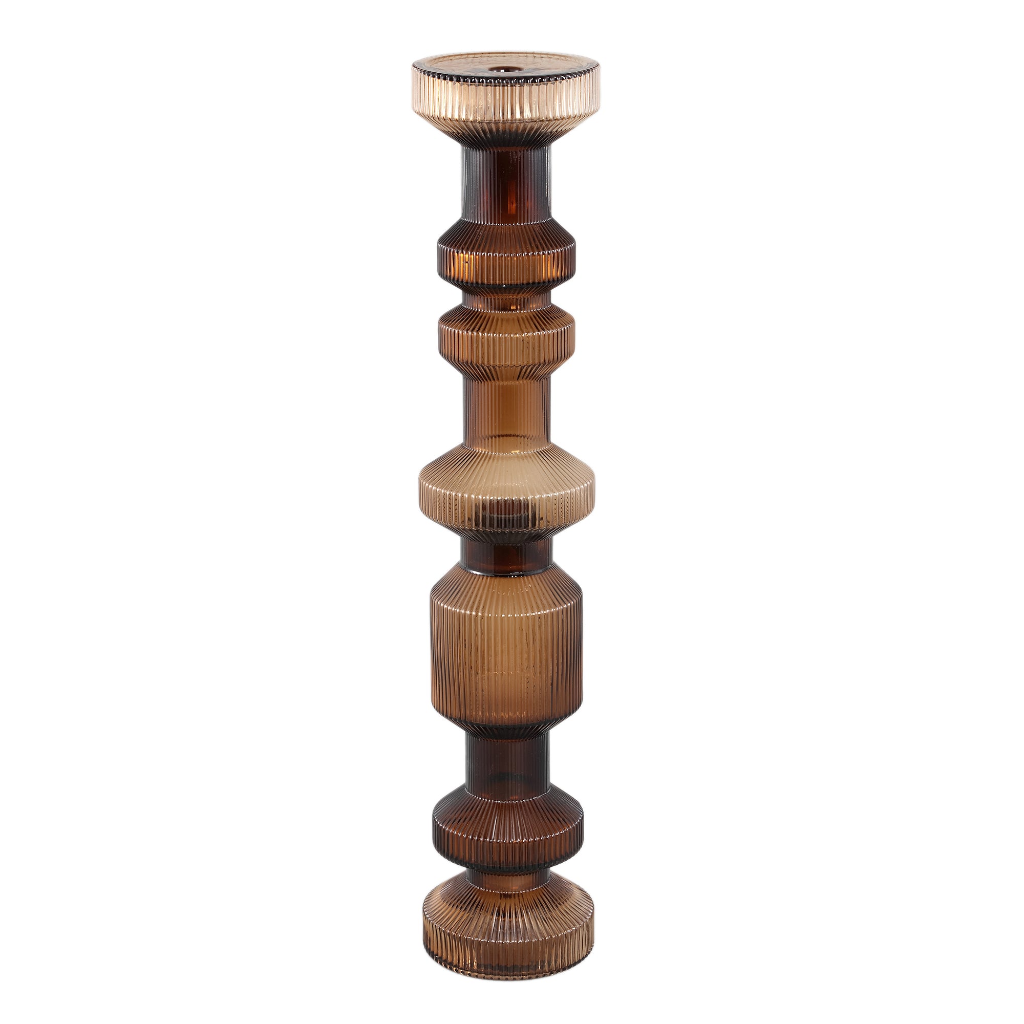 Galinda Chandeliers en verre — Ribbed Candle Holder Bulby - Marron