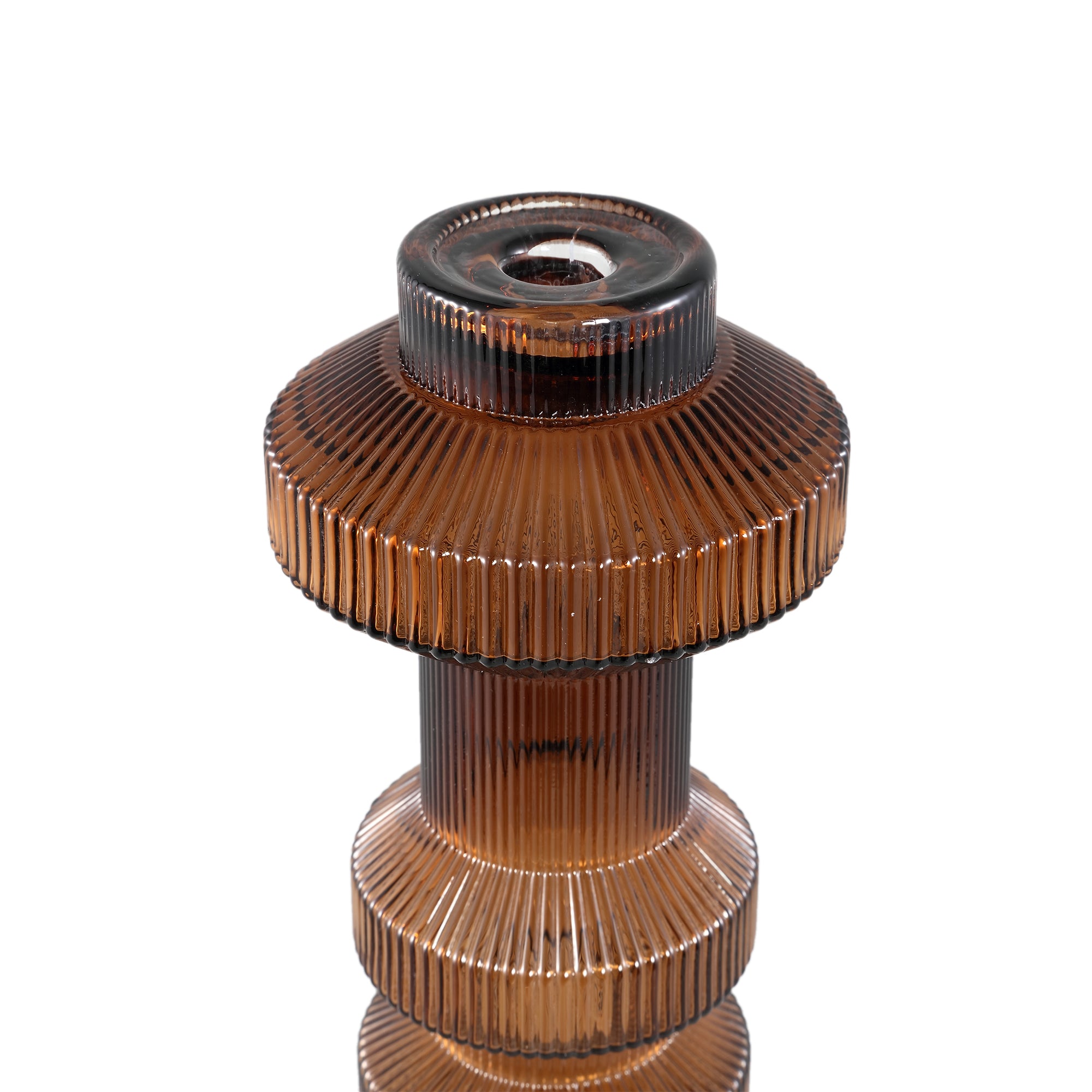 Galinda Chandeliers en verre — Ribbed Candle Holder Bulby - Marron