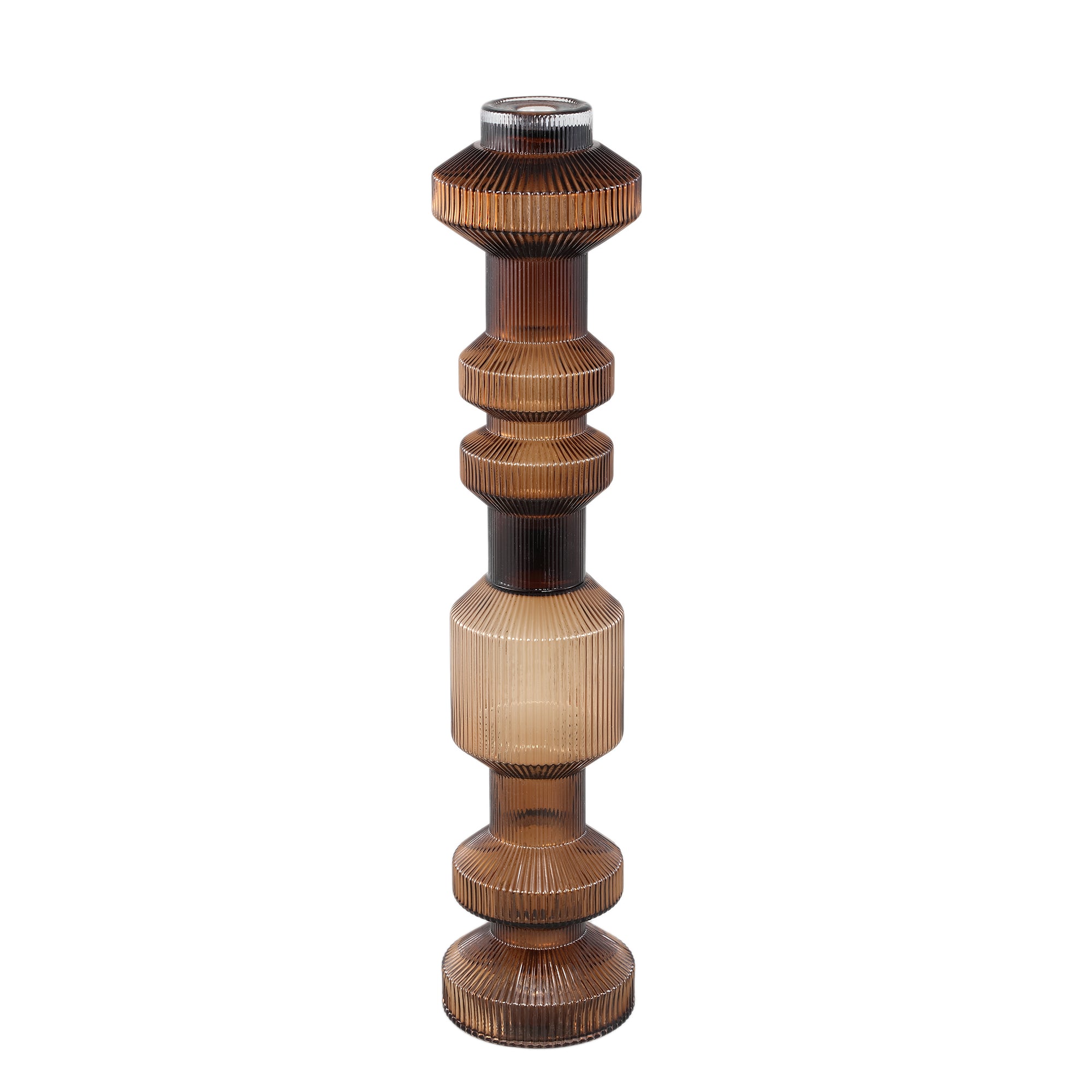 Galinda Chandeliers en verre — Ribbed Candle Holder Bulby - Marron