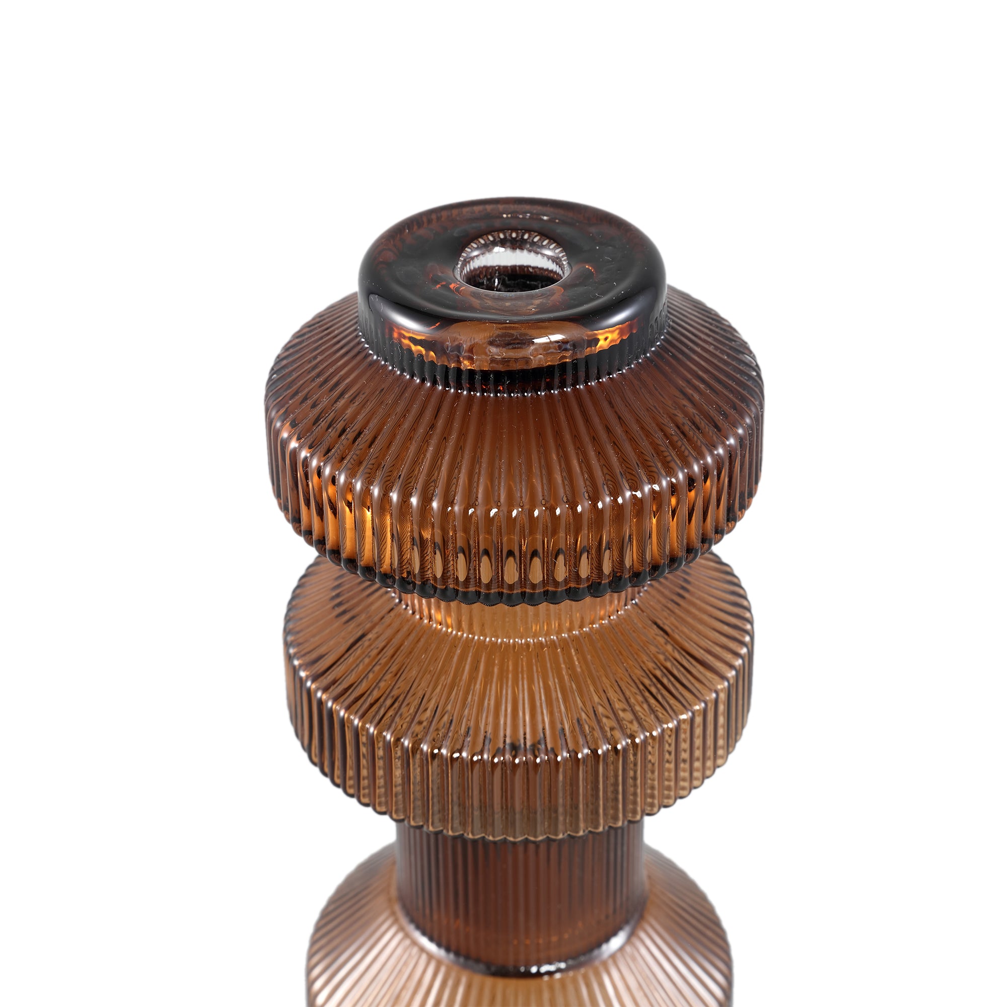 Galinda Chandeliers en verre — Ribbed Candle Holder Bulby - Marron foncé