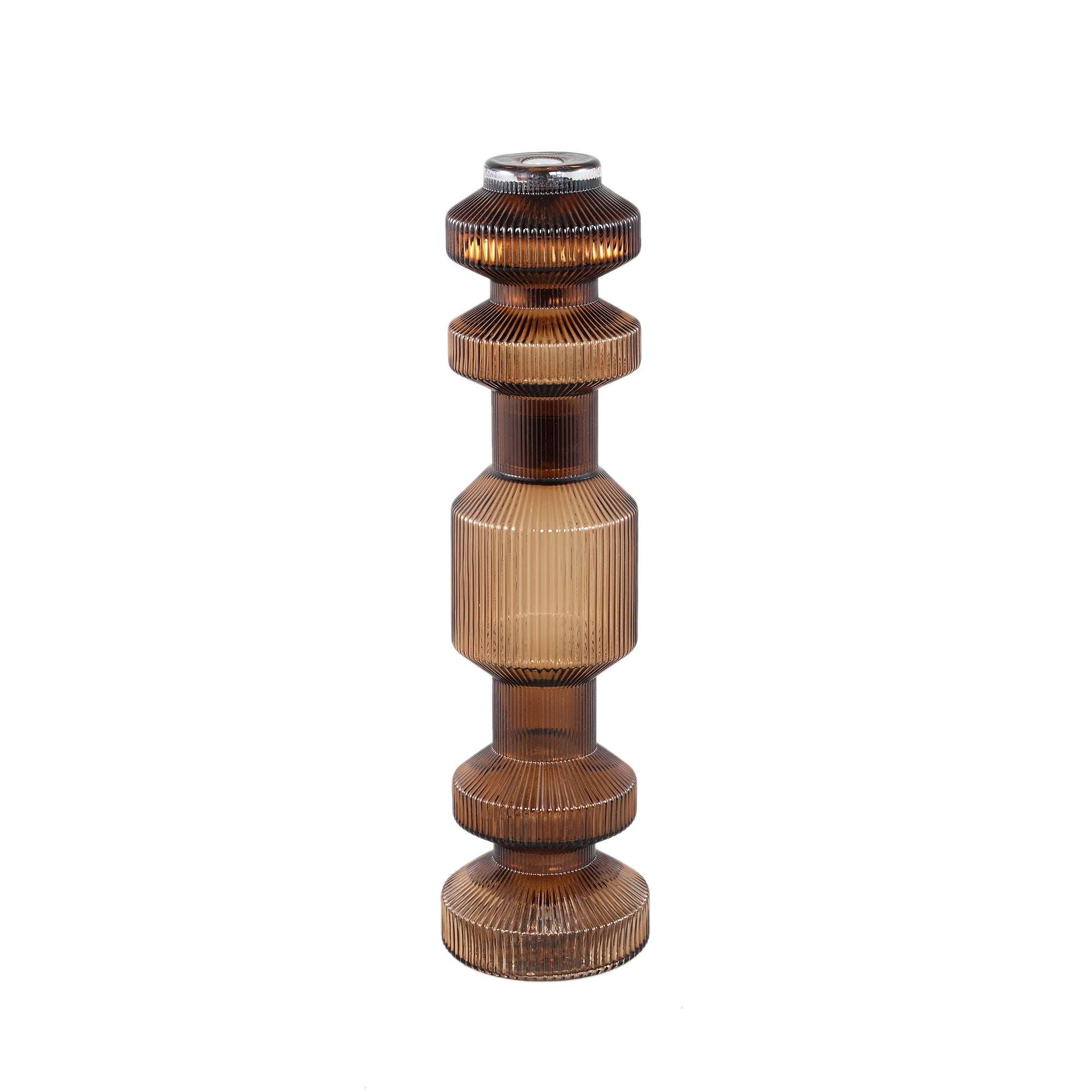 Galinda Chandeliers en verre — Ribbed Candle Holder Bulby - Marron foncé