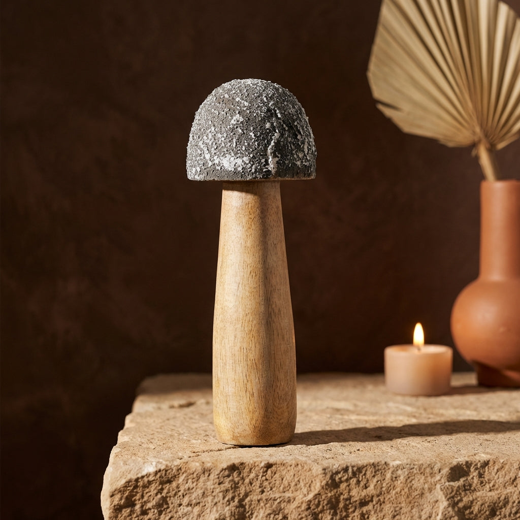 Blaire Snowgreen wooden mushroom statue L