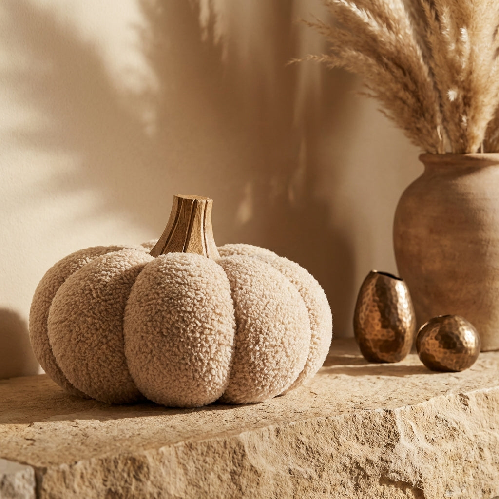 Siamah Beige bouclé pumpkin statue XL