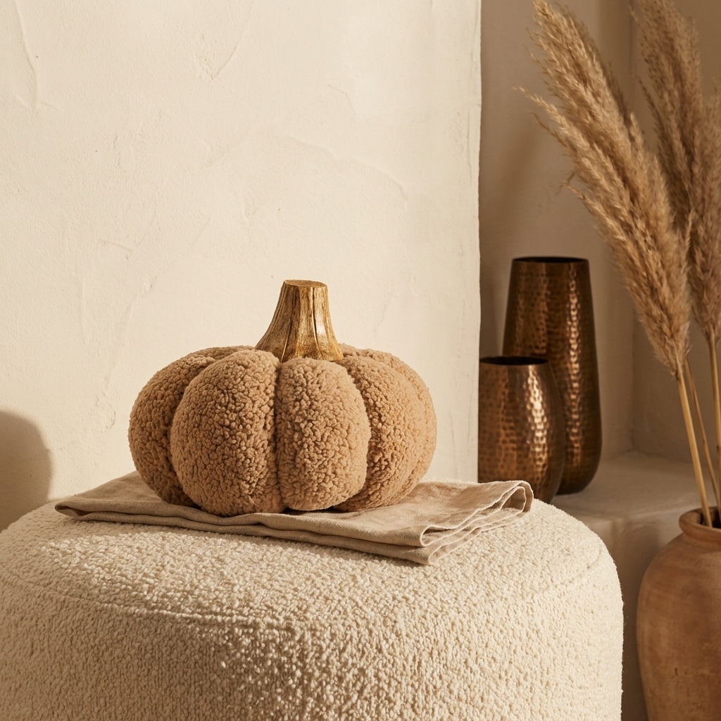 Siamah Beige bouclé pumpkin statue L