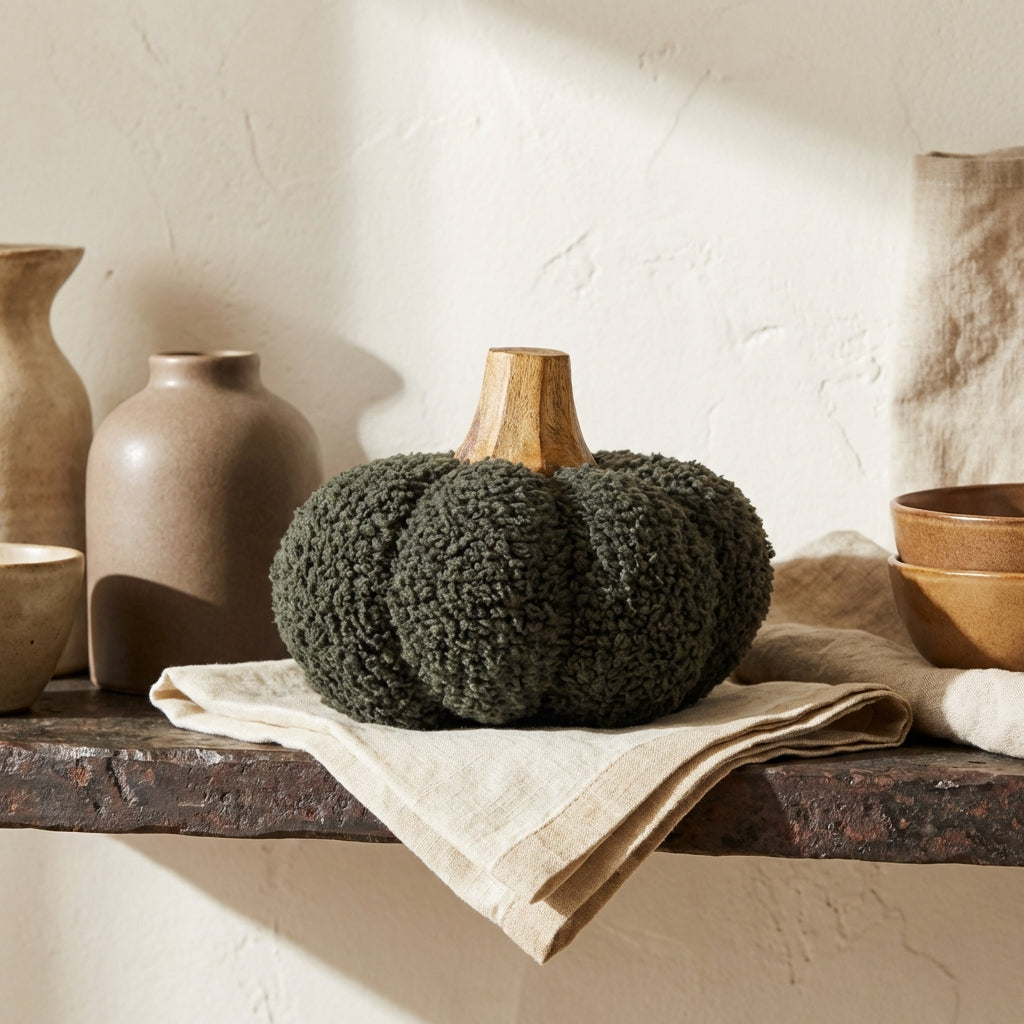 Siamah Green bouclé pumpkin statue M