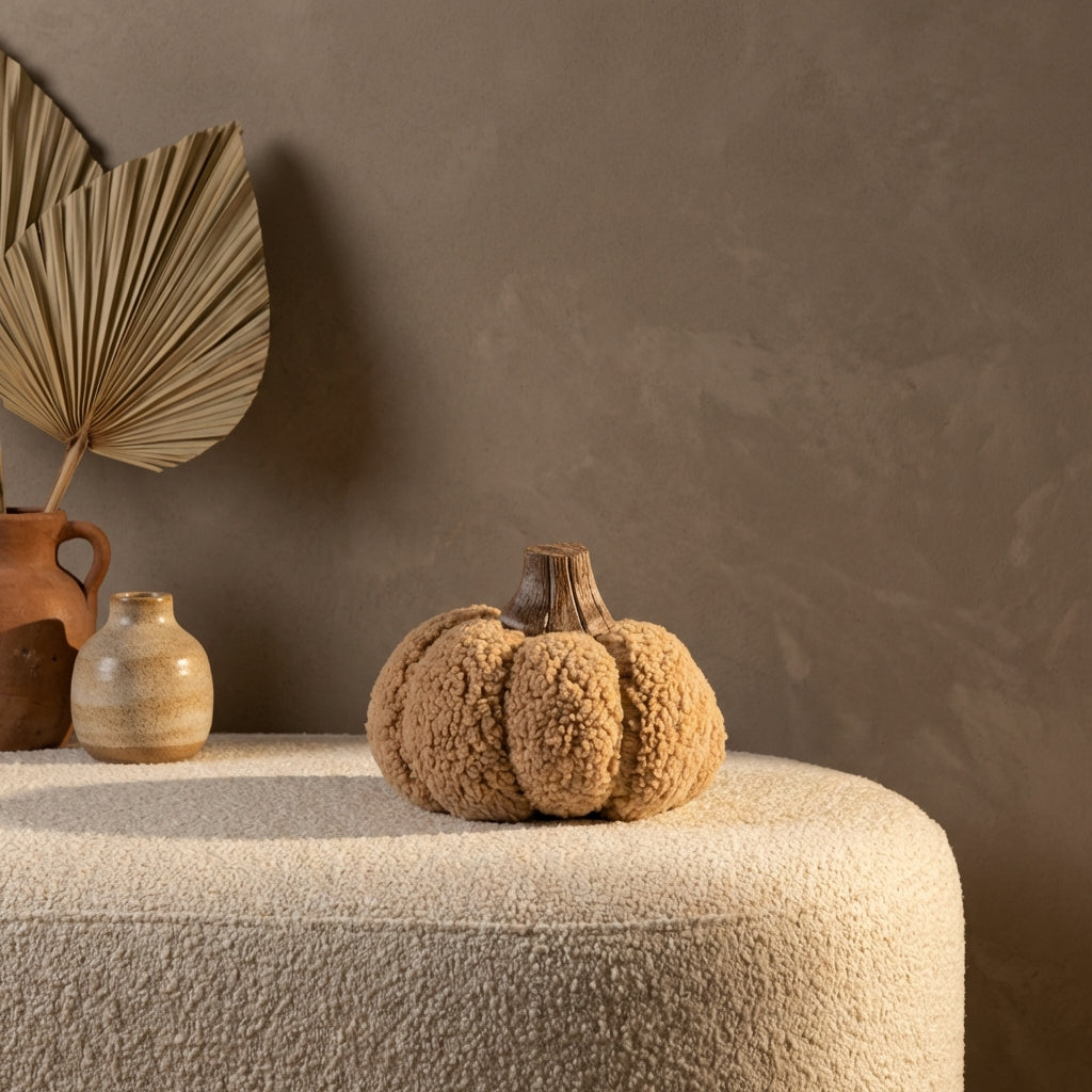 Siamah Beige bouclé pumpkin statue S
