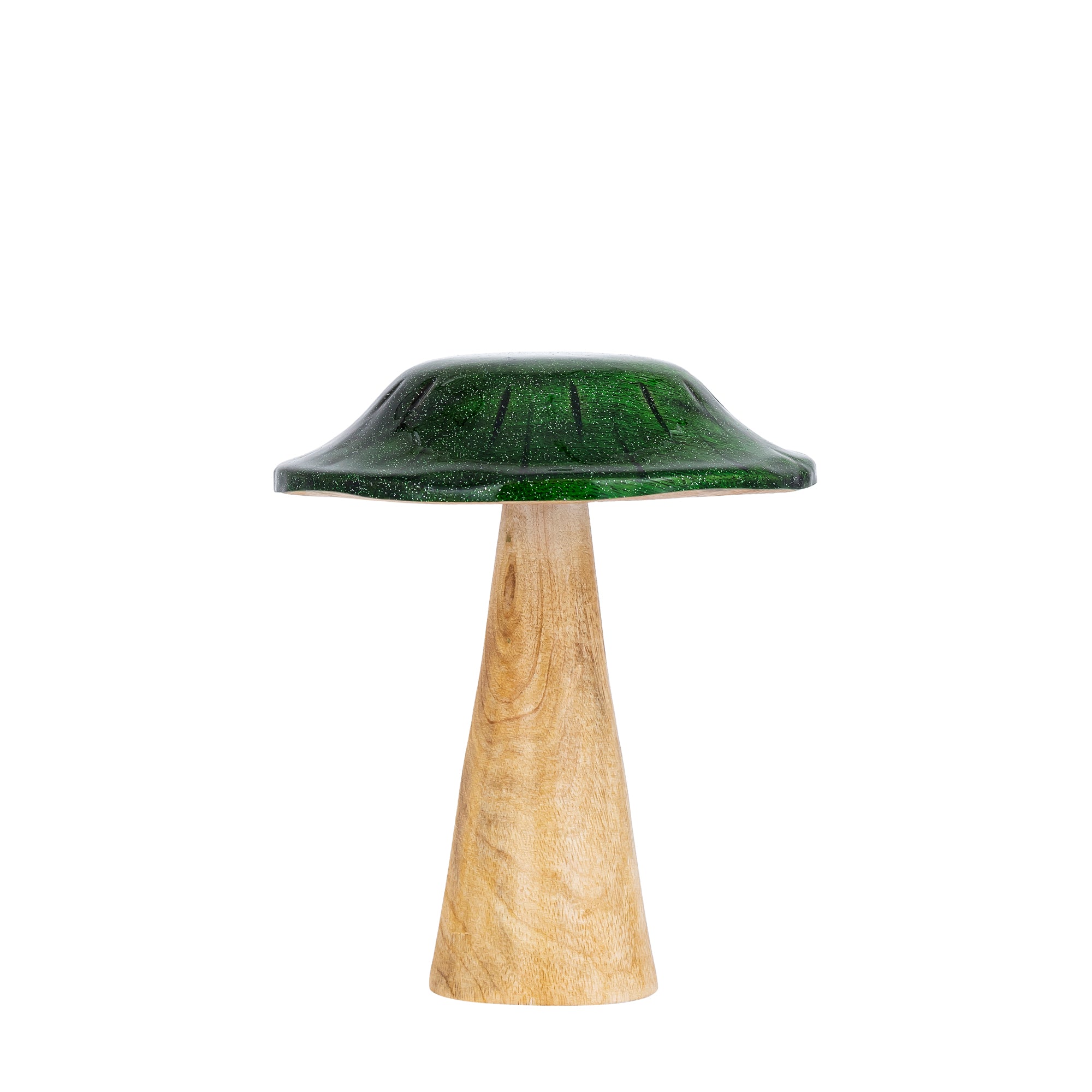 Mellane Green wood mushroom statue gold glitter L