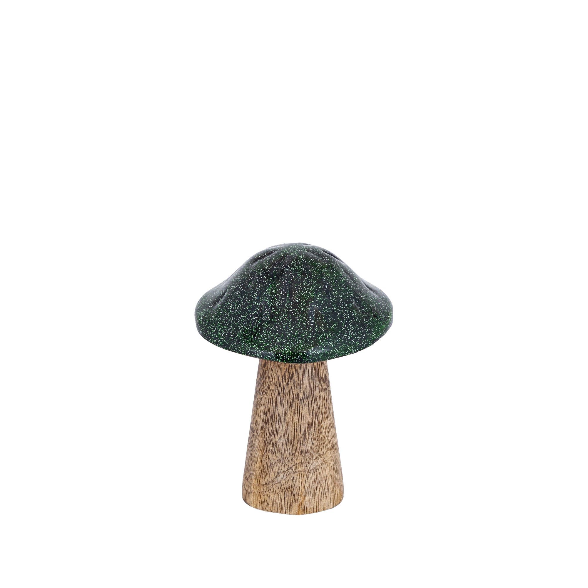 Mellane Green wood mushroom statue gold glitter S