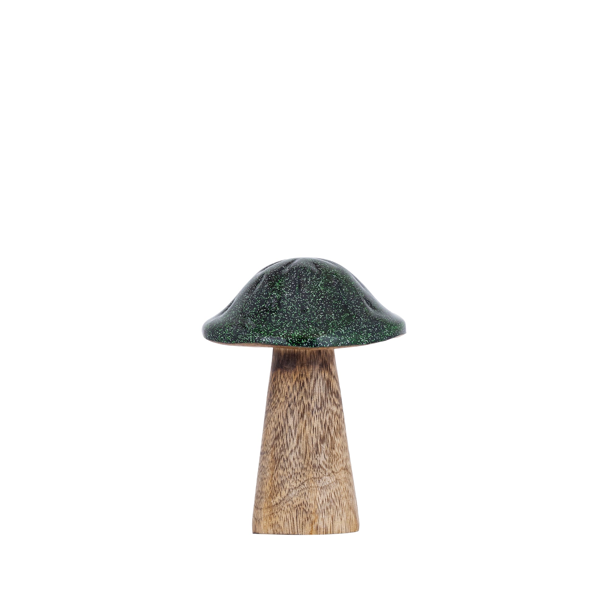 Mellane Green wood mushroom statue gold glitter S