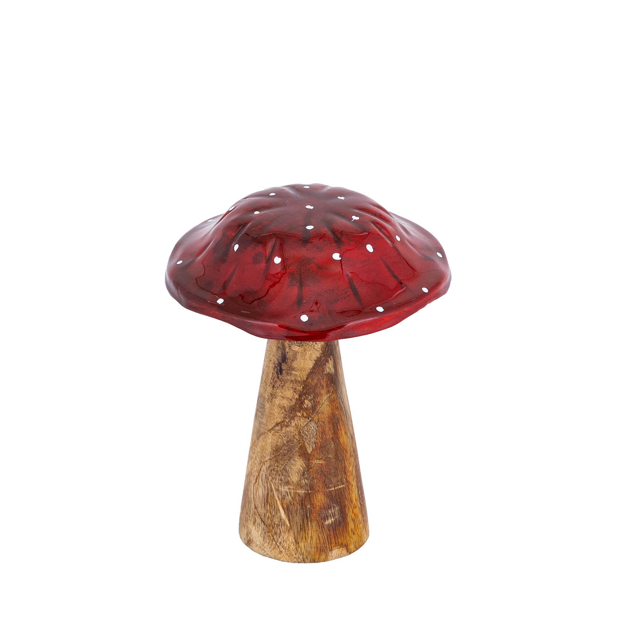 Mellane Red wood mushroom statue white dots M