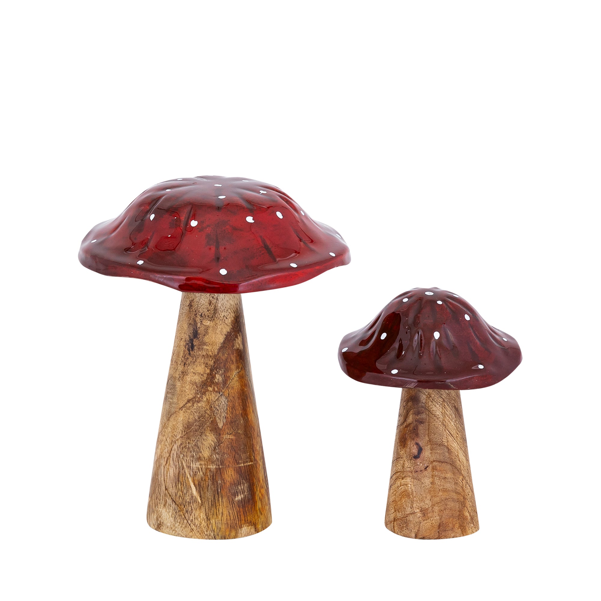 Mellane Red wood mushroom statue white dots M
