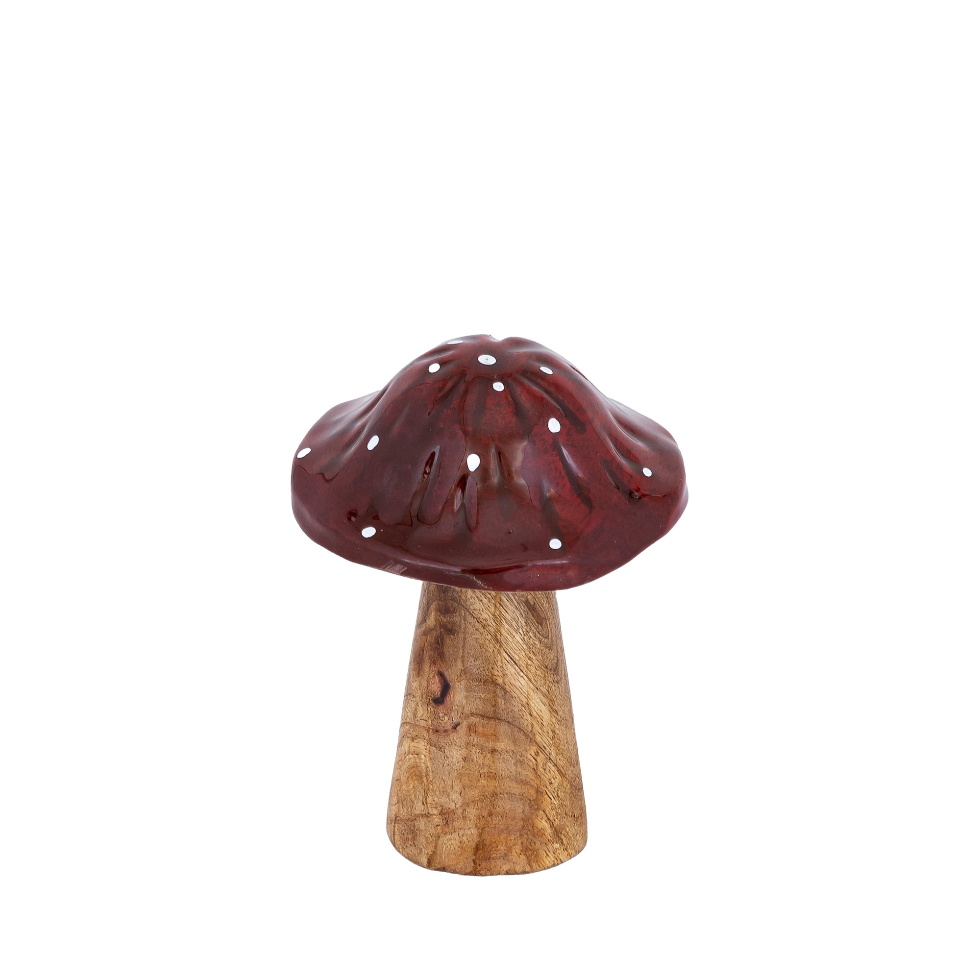 Mellane Red wood mushroom statue white dots S