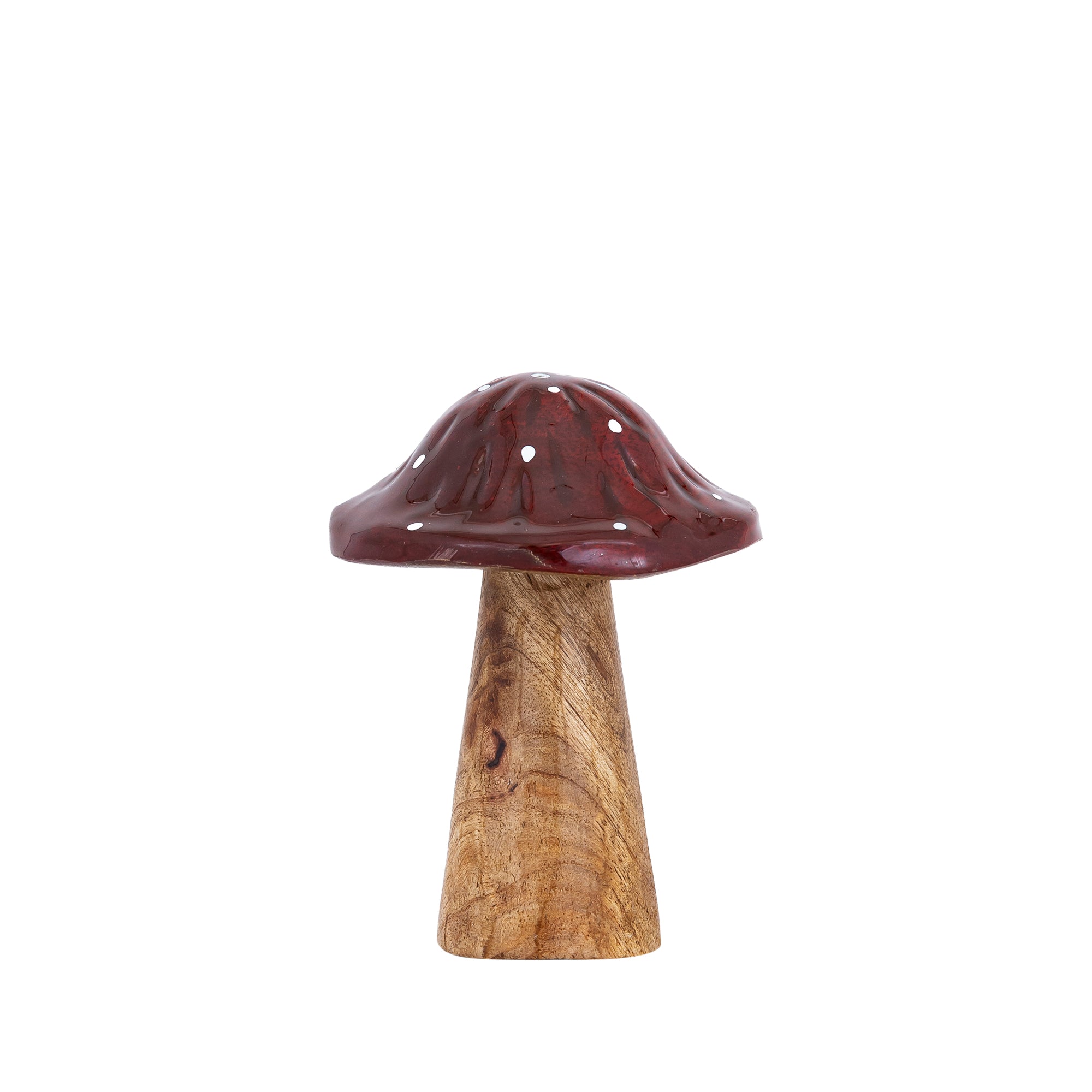 Mellane Red wood mushroom statue white dots S