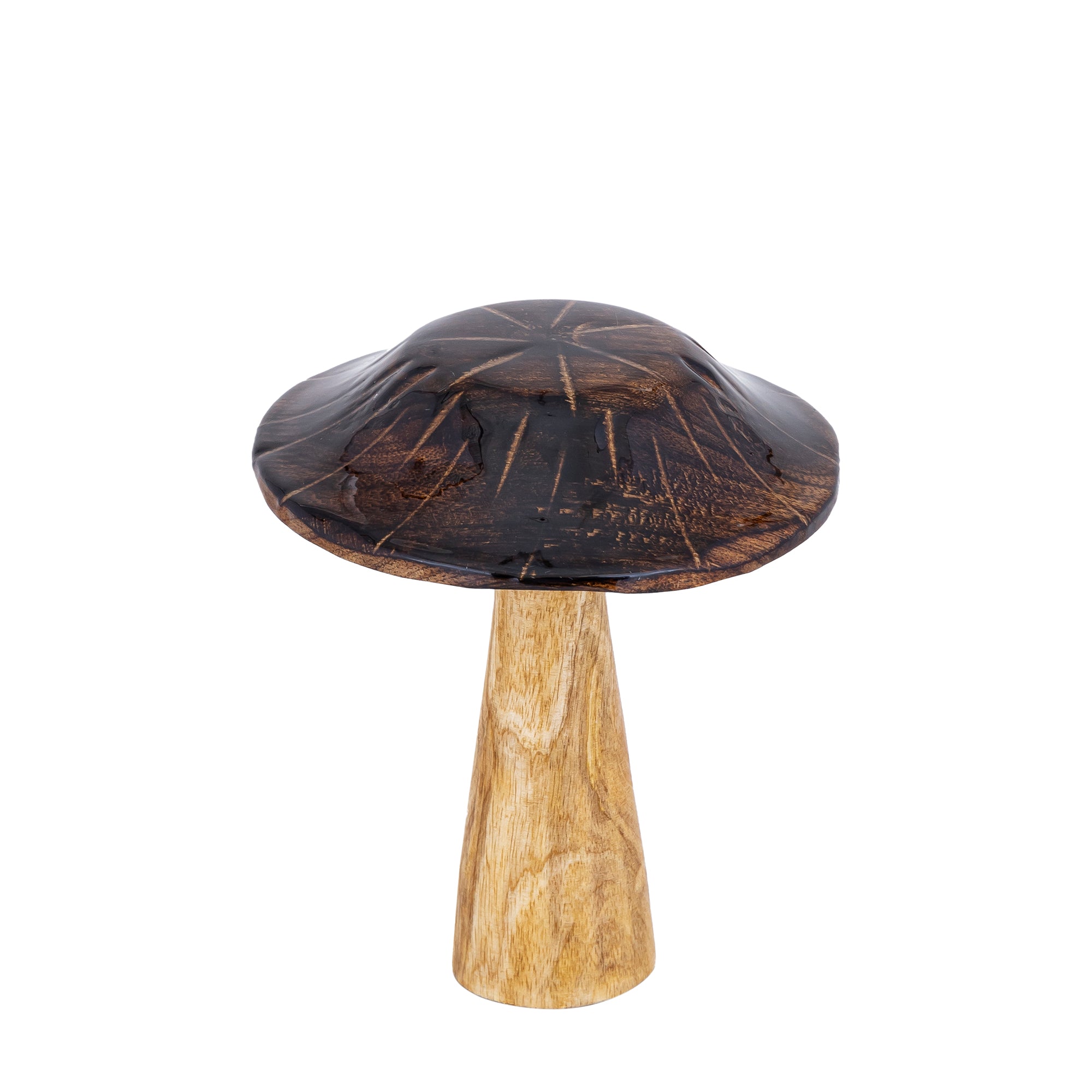 Mellane Brown wooden mushroom statue L