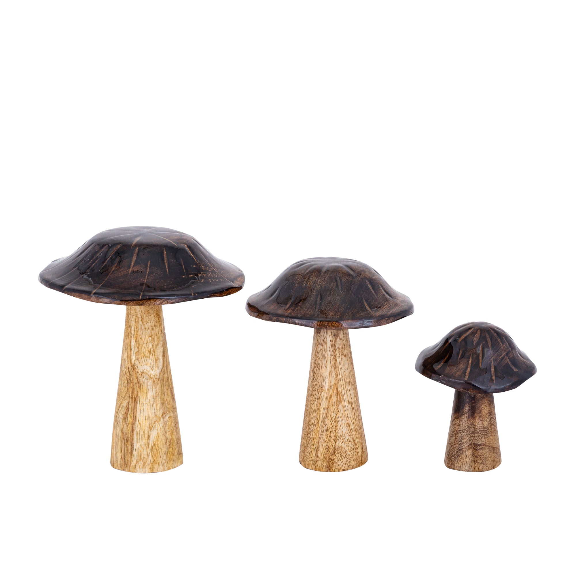 Mellane Brown wooden mushroom statue M