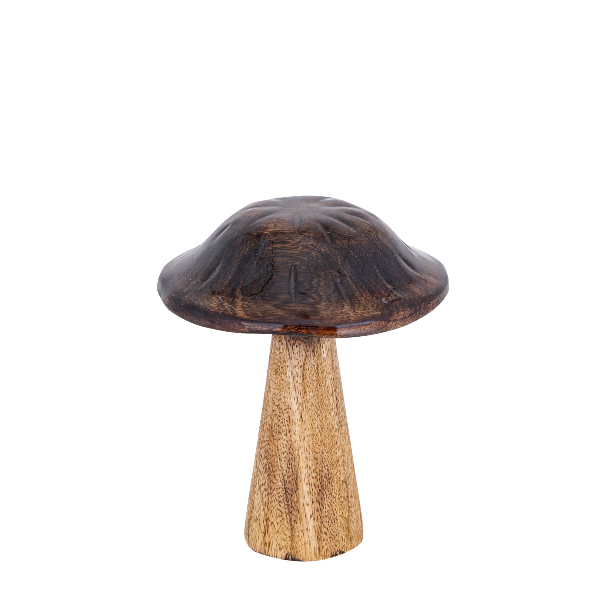 Mellane Brown wooden mushroom statue M