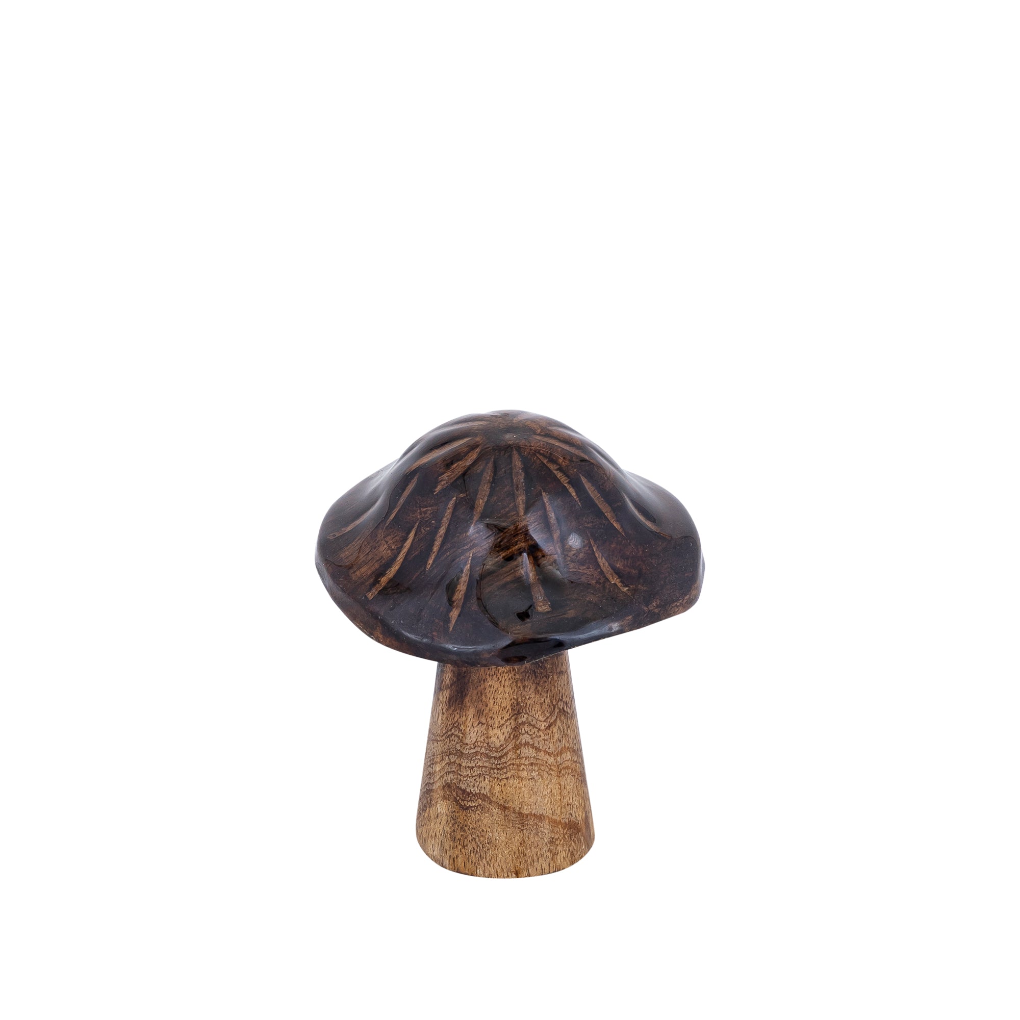 Mellane Brown wooden mushroom statue S