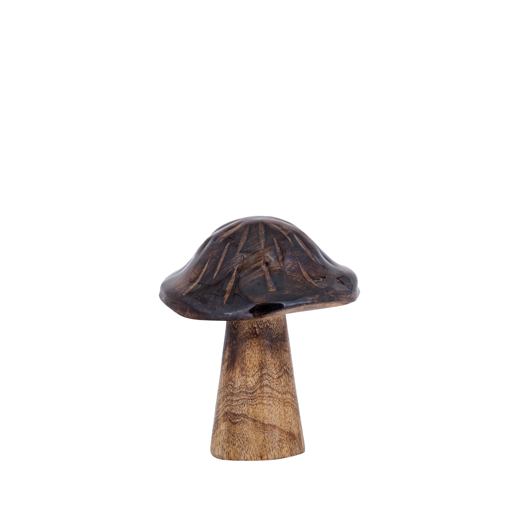 Mellane Brown wooden mushroom statue S