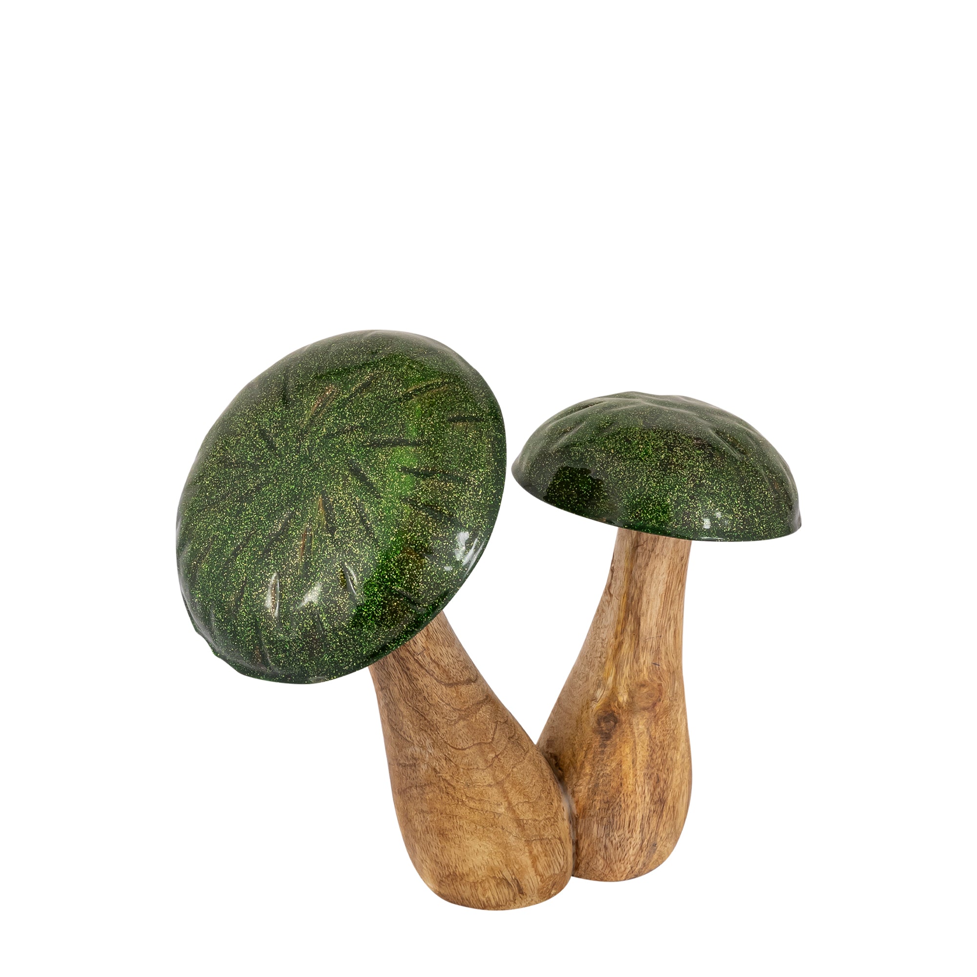Emmae Green wooden joint mushroom gold glitter