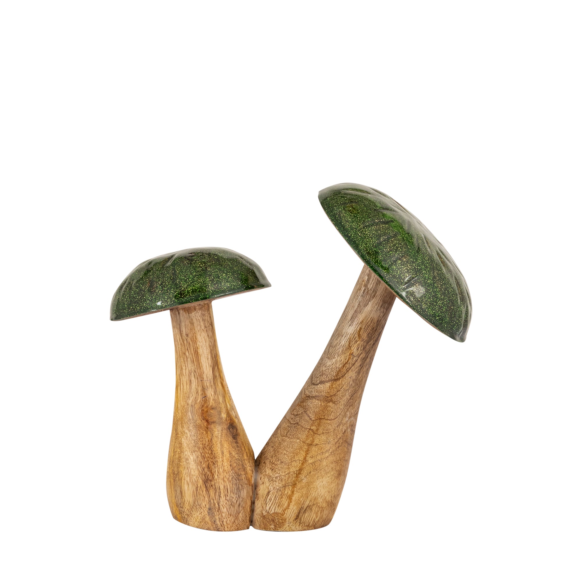 Emmae Green wooden joint mushroom gold glitter