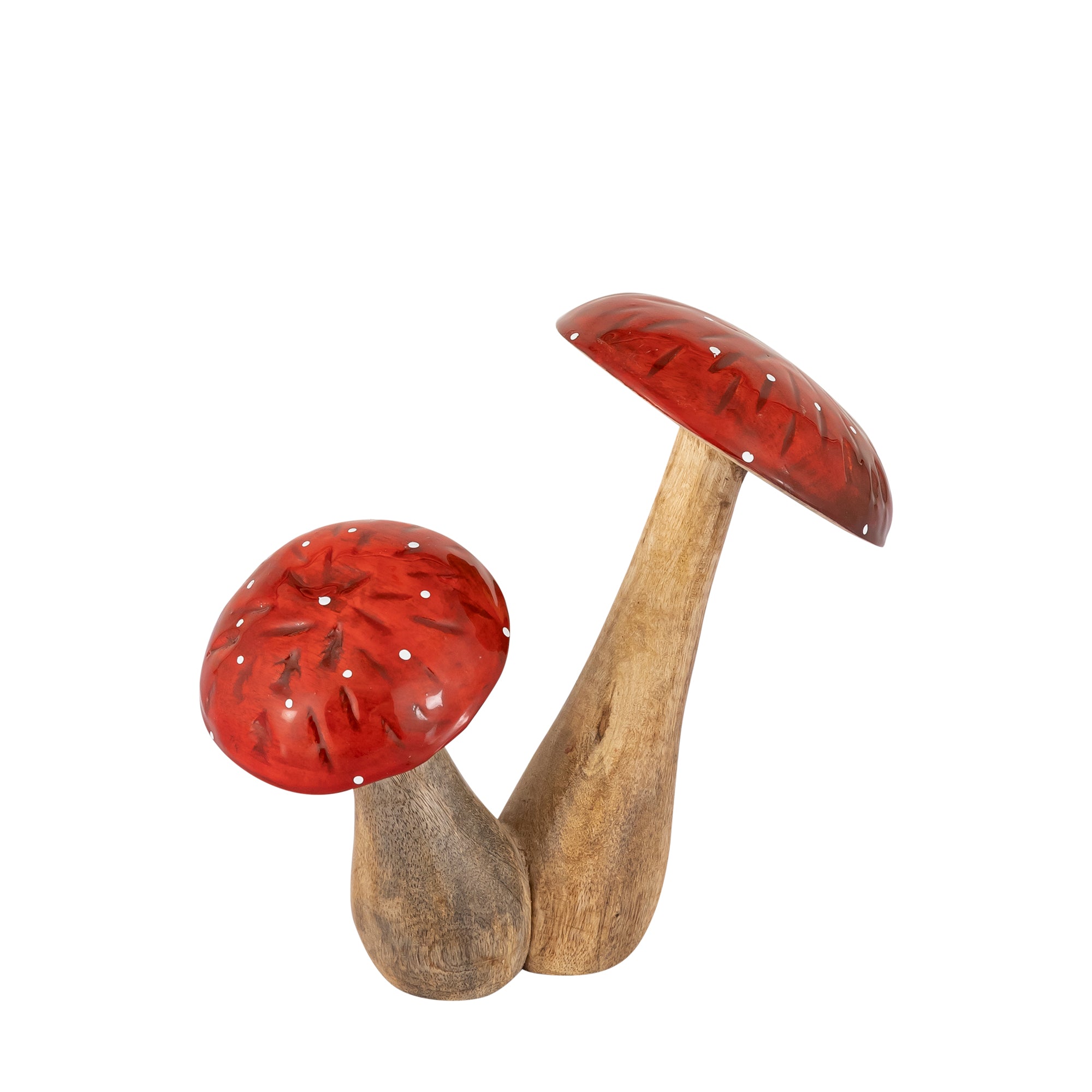 Emmae Red wooden joint mushroom white dots