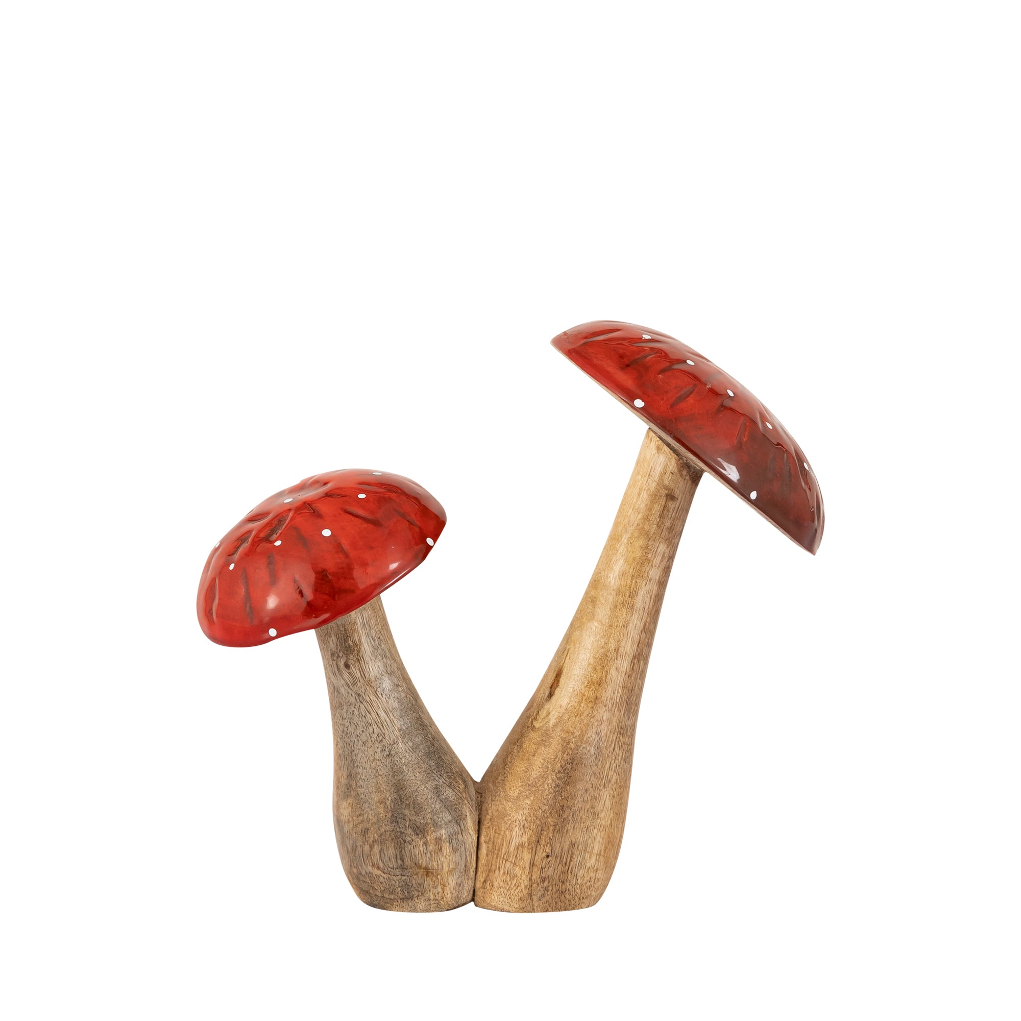 Emmae Red wooden joint mushroom white dots