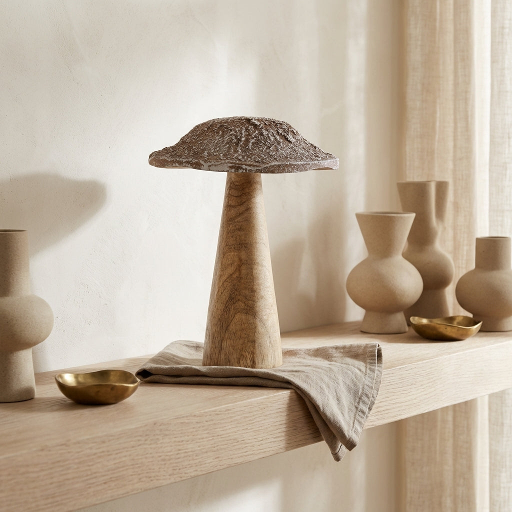 Darlamea Beige burn wood mushroom statue snow L