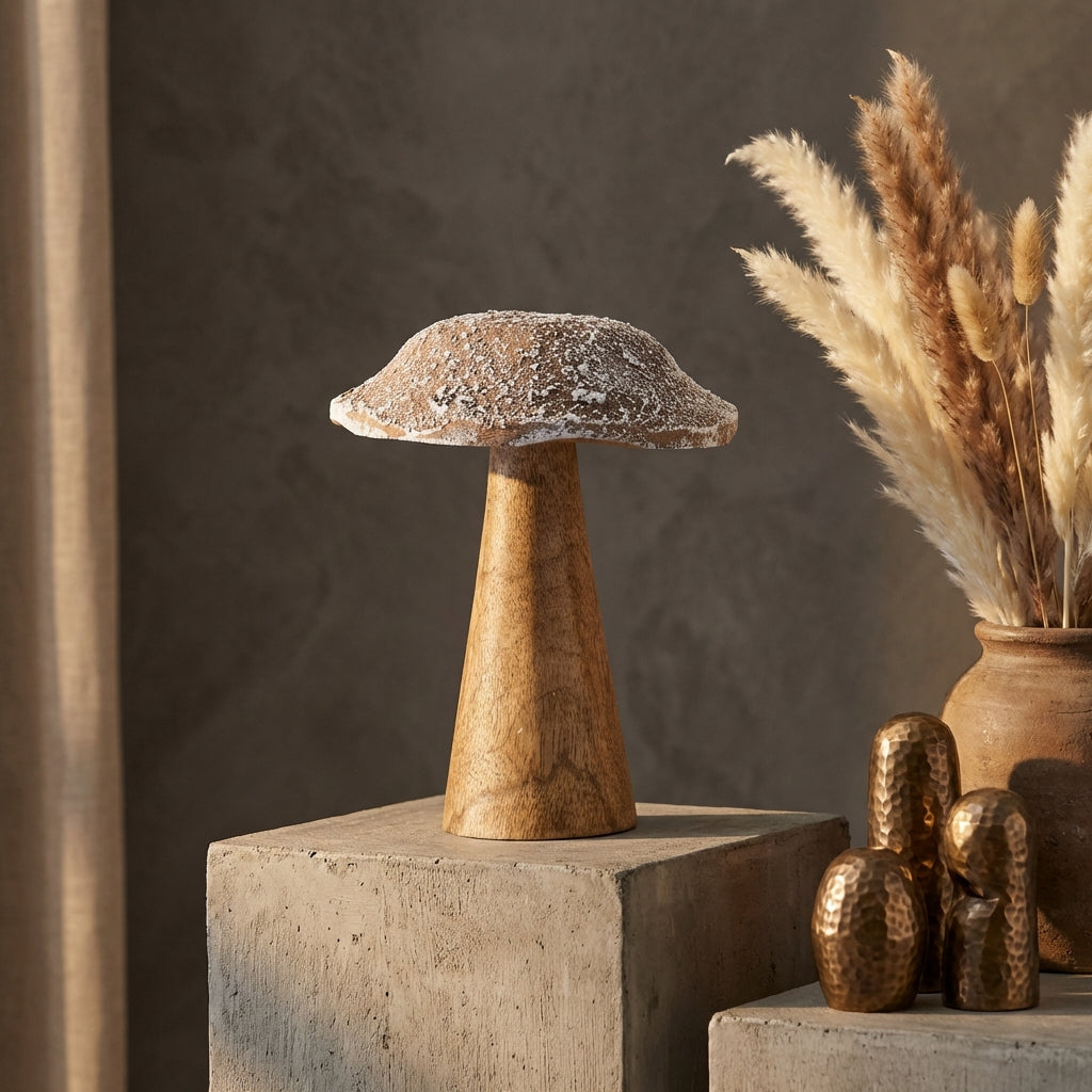 Darlamea Beige burn wood mushroom statue snow M