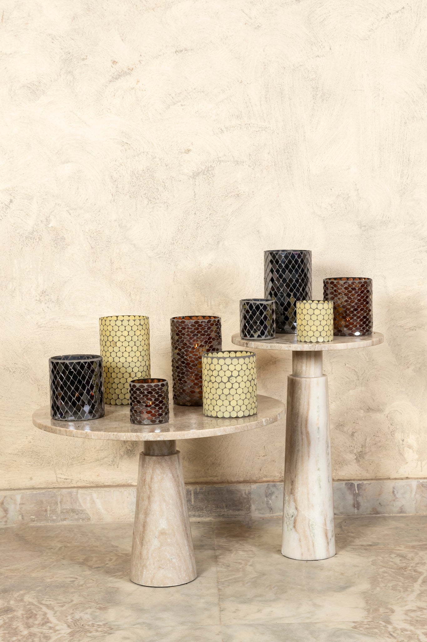 Ailya Bougeoirs en verre - Marron