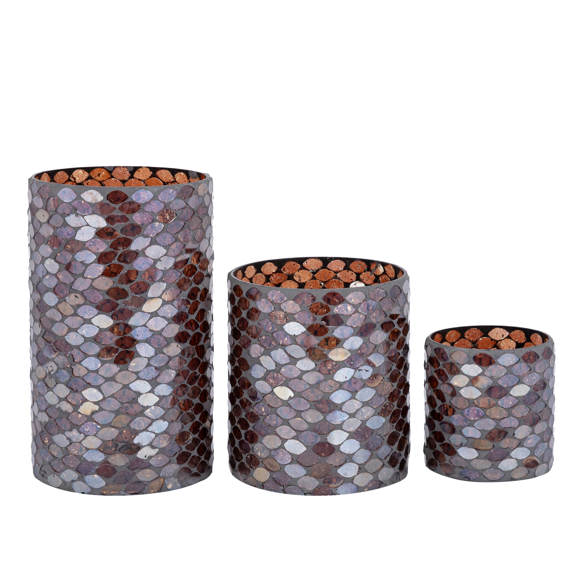 Ailya Bougeoirs en verre - Marron