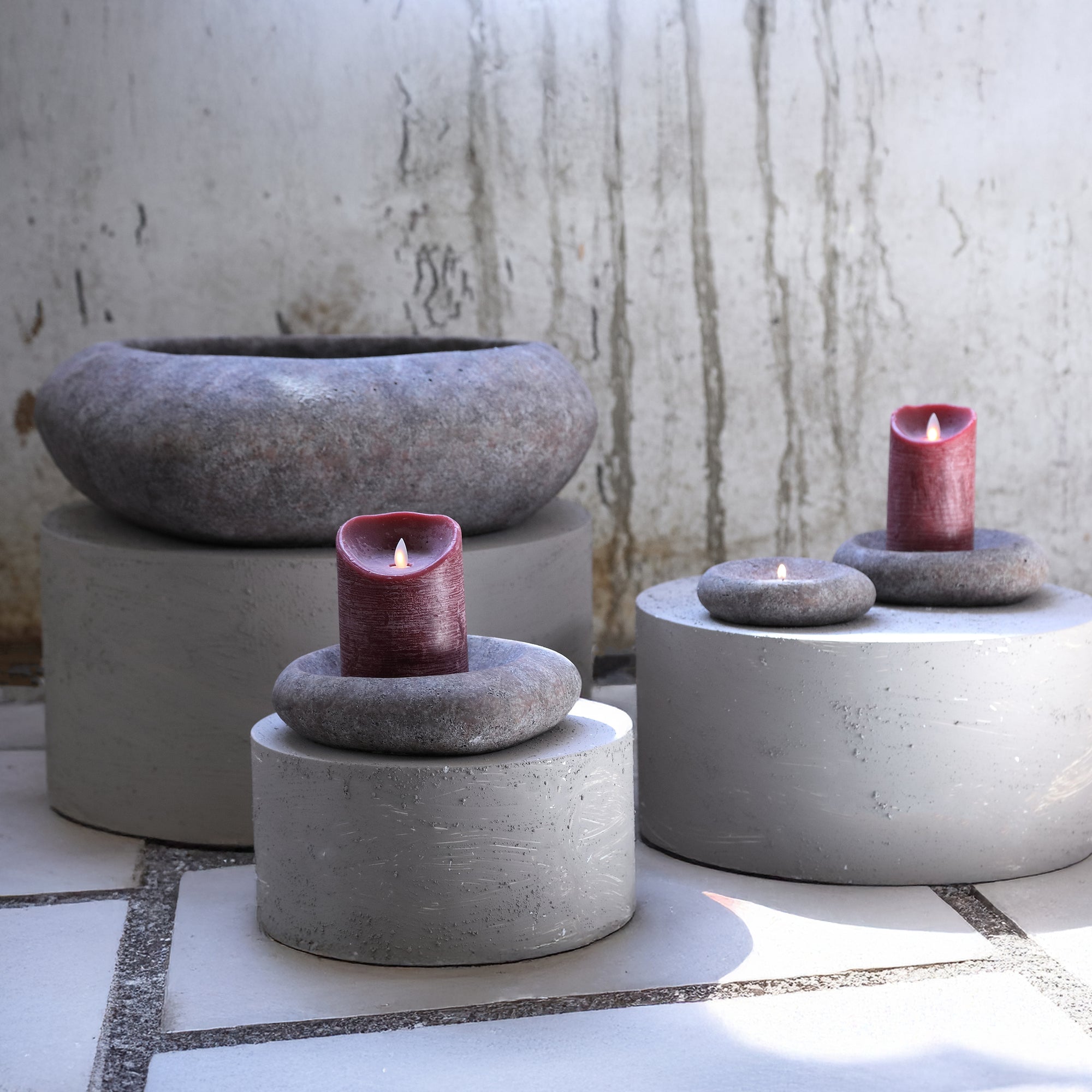 Juuls Chandeliers en ciment — Irregular Candleholder 7Cm Dia - Gris