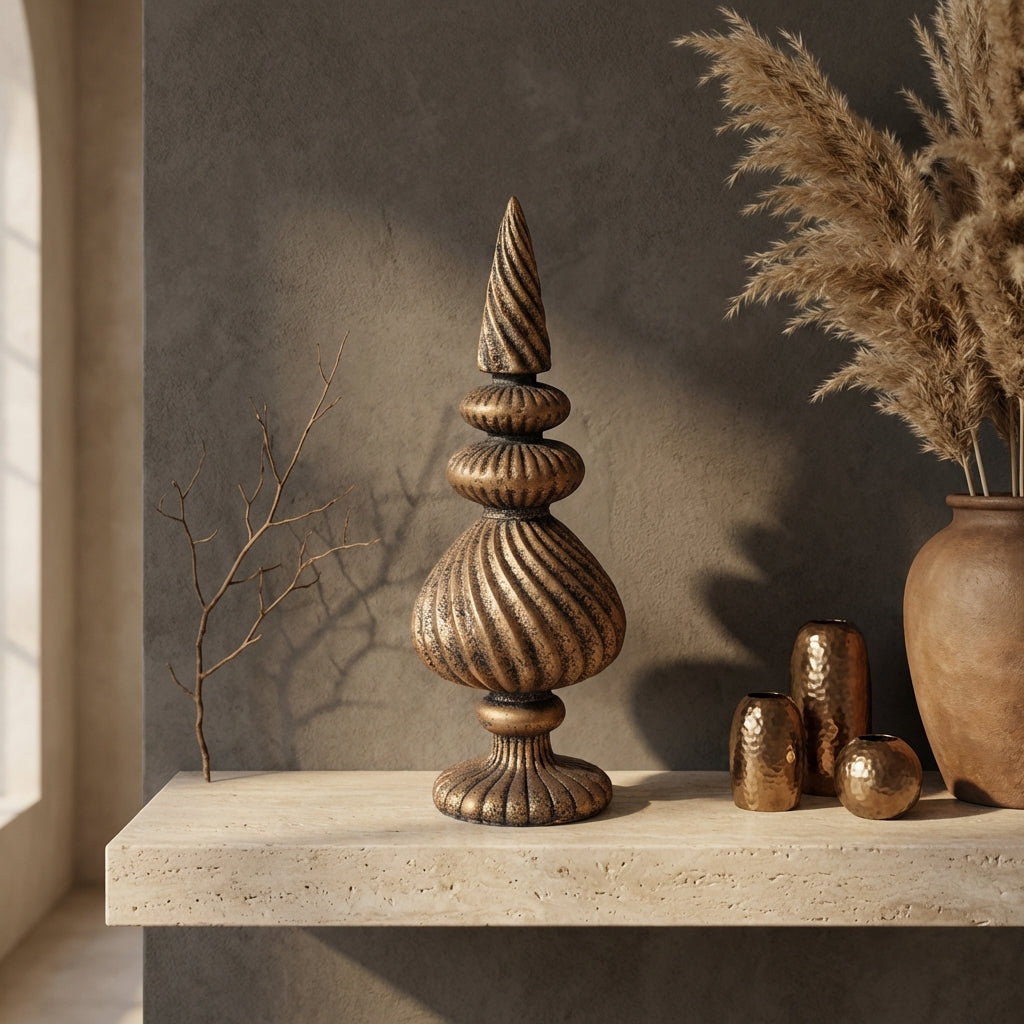 Diala Gold cement statue swirl pattern