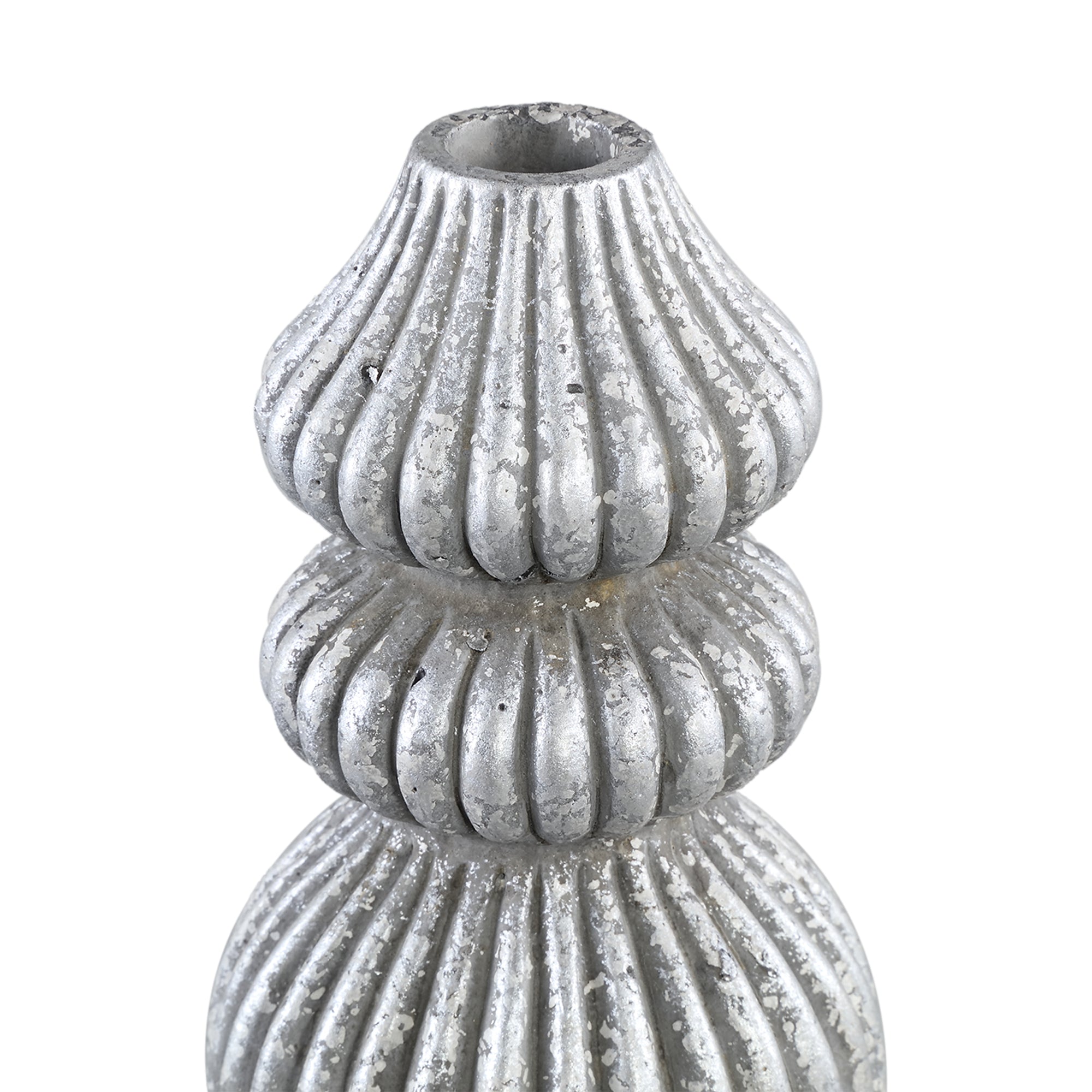 Diala Chandeliers en ciment — Diner Candleholder Ribbed - Argent